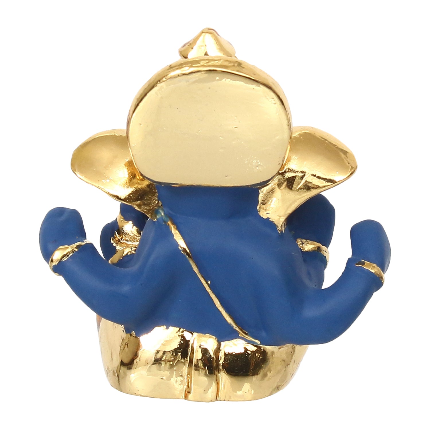 Gold Plated and Blue Polyresin Lord Ganesha Idol for Home, Temple, Office and Car Dashboard 6