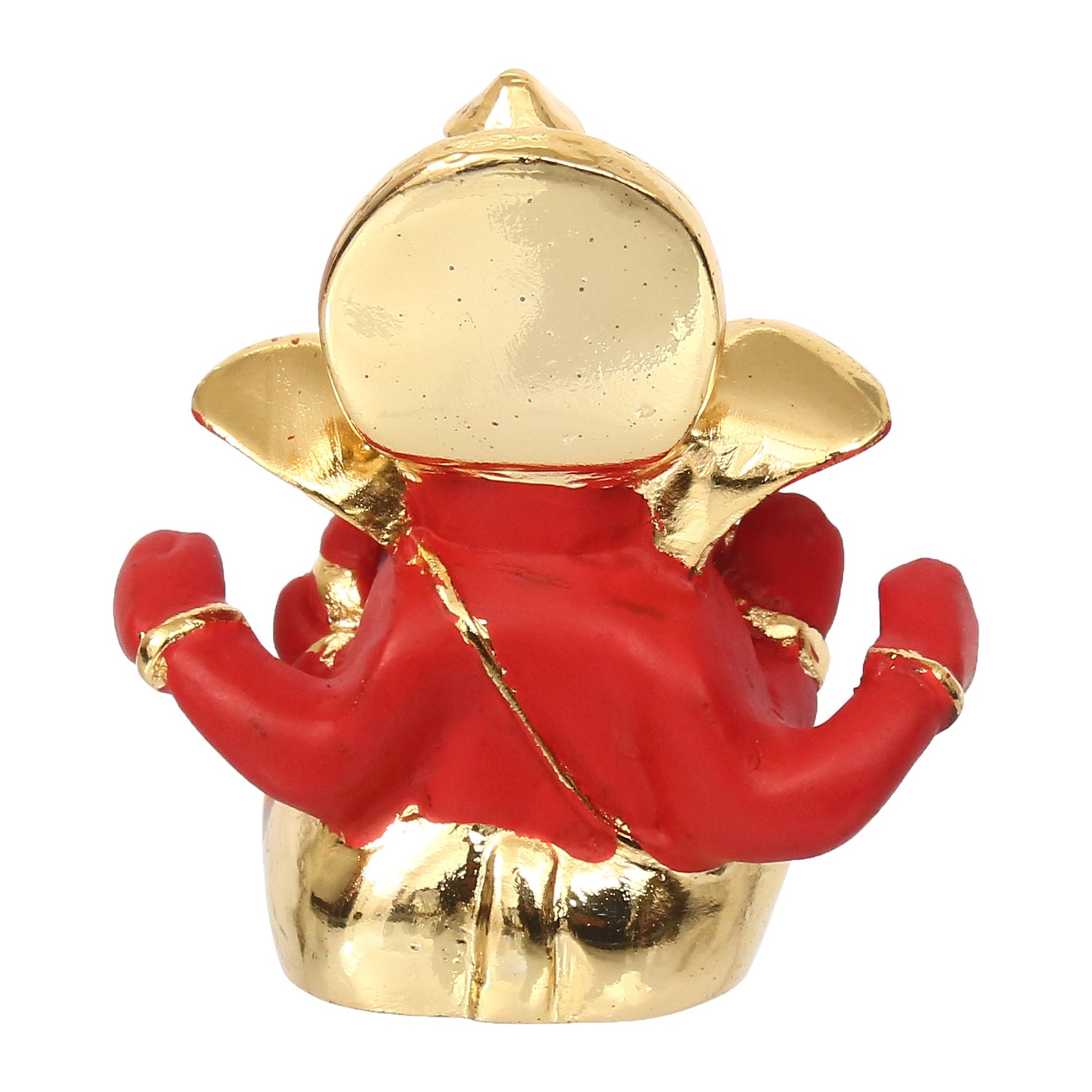 Gold Plated Red Polyresin Lord Ganesha Idol for Home, Temple, Office and Car Dashboard 6