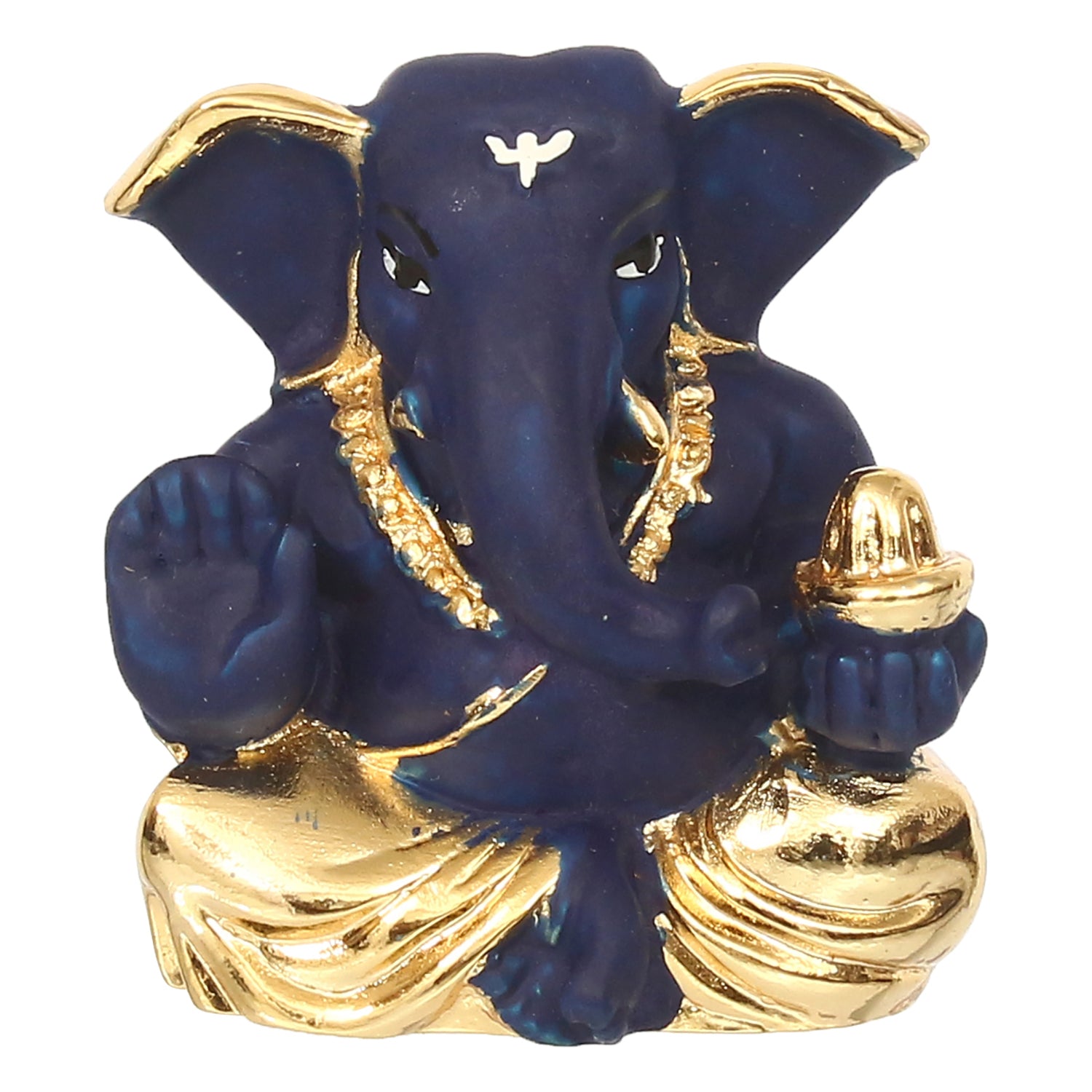 Gold Plated Blue Polyresin Appu Ganesha Idol for Home, Temple, Office and Car Dashboard 2
