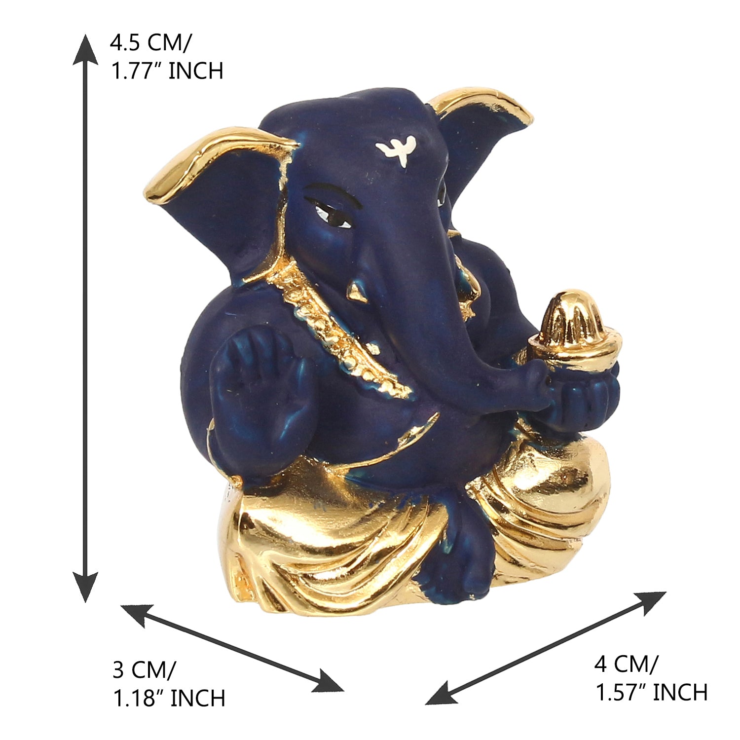 Gold Plated Blue Polyresin Appu Ganesha Idol for Home, Temple, Office and Car Dashboard 3