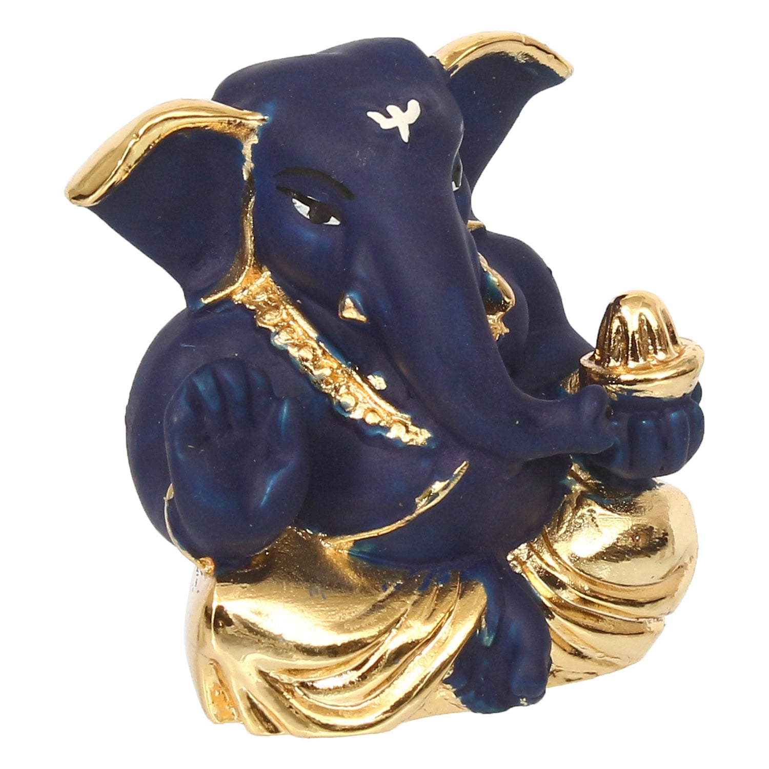 Gold Plated Blue Polyresin Appu Ganesha Idol for Home, Temple, Office and Car Dashboard 4