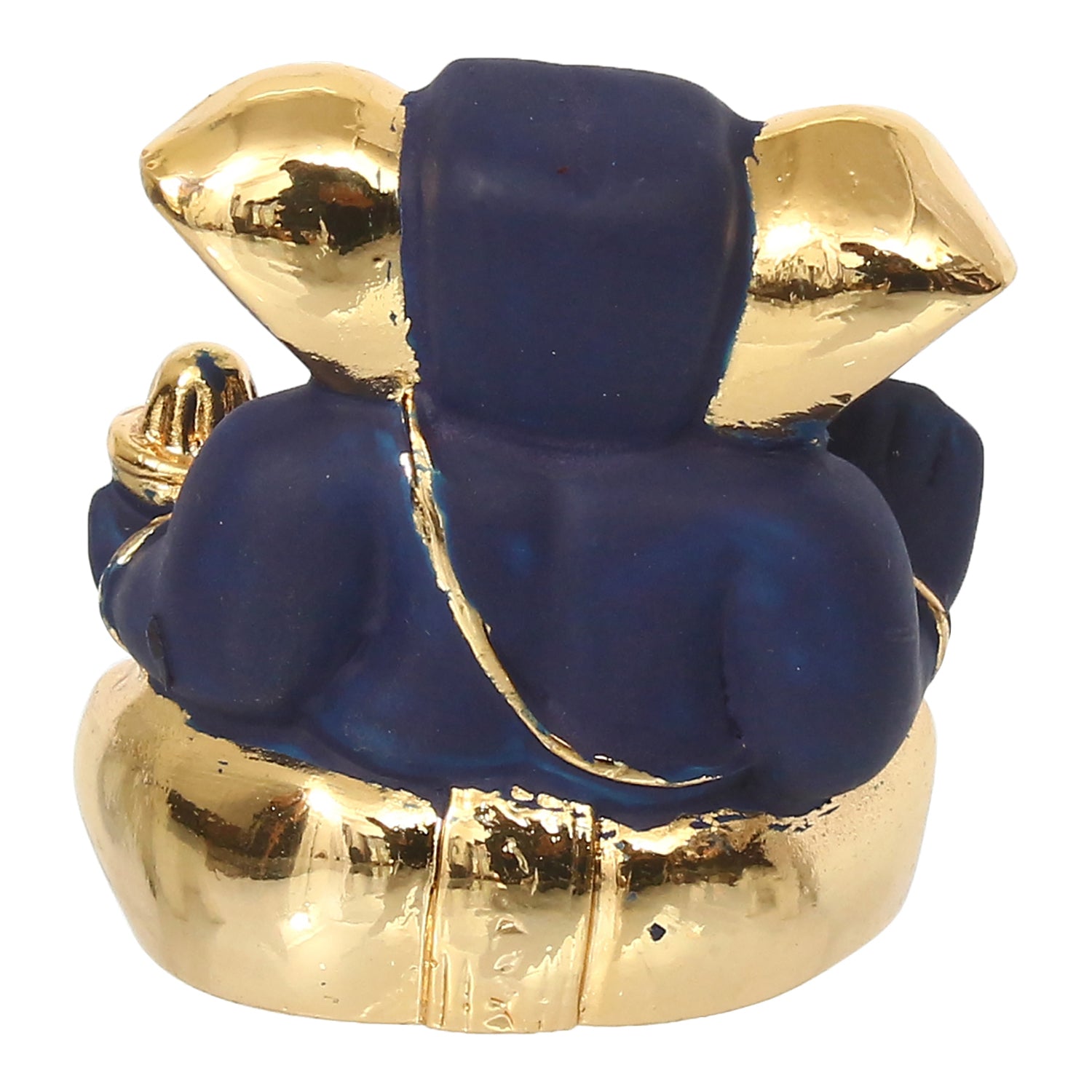 Gold Plated Blue Polyresin Appu Ganesha Idol for Home, Temple, Office and Car Dashboard 6