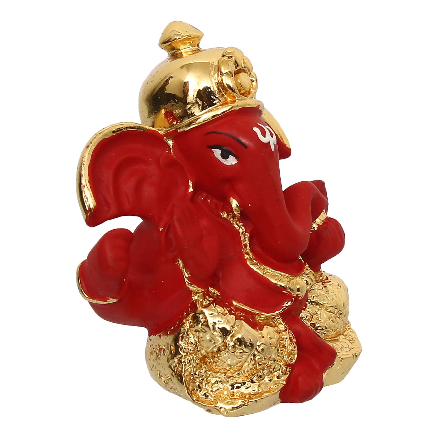 Gold Plated Red Polyresin Ganesha Idol for Home, Temple, Office and Car Dashboard 5