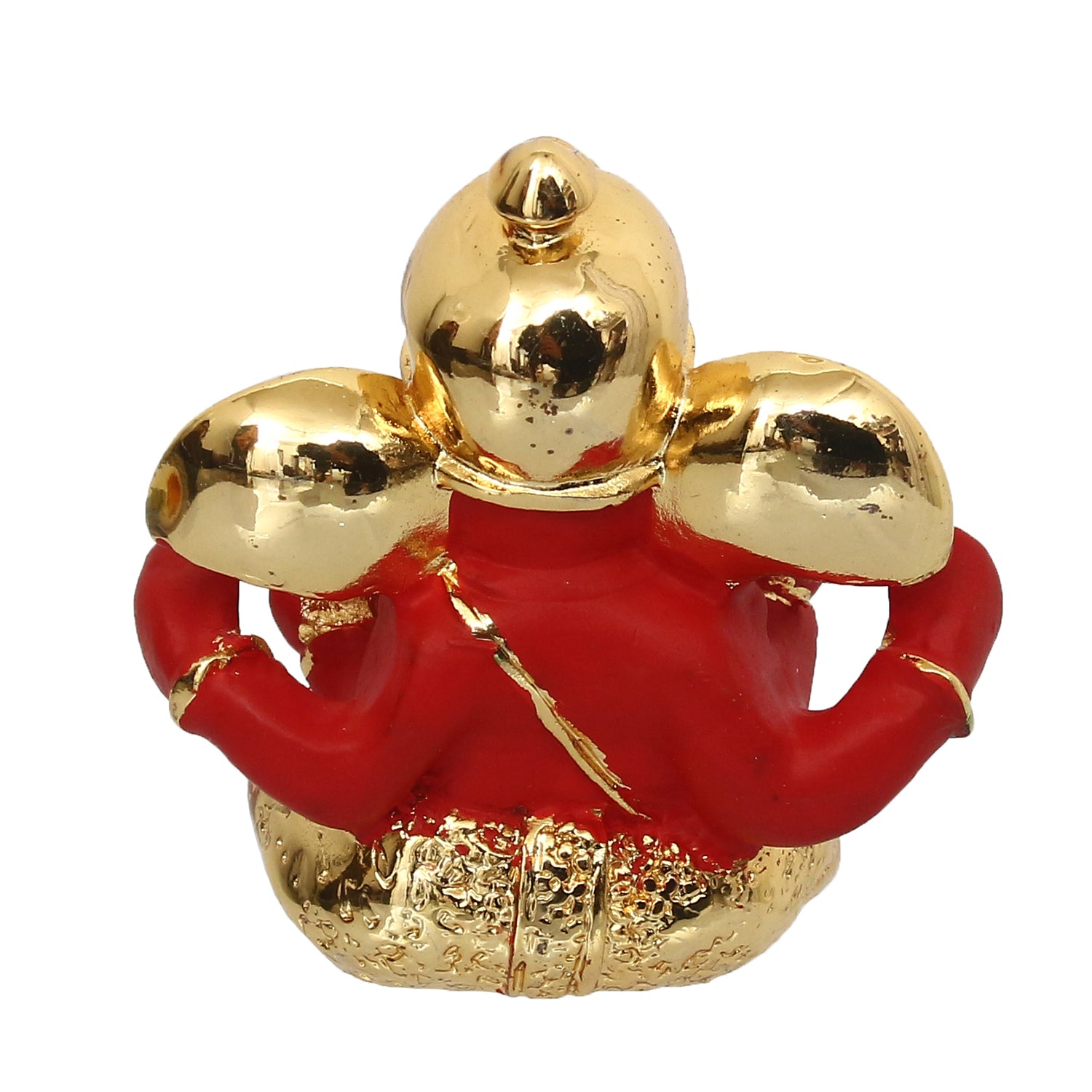 Gold Plated Red Polyresin Ganesha Idol for Home, Temple, Office and Car Dashboard 6
