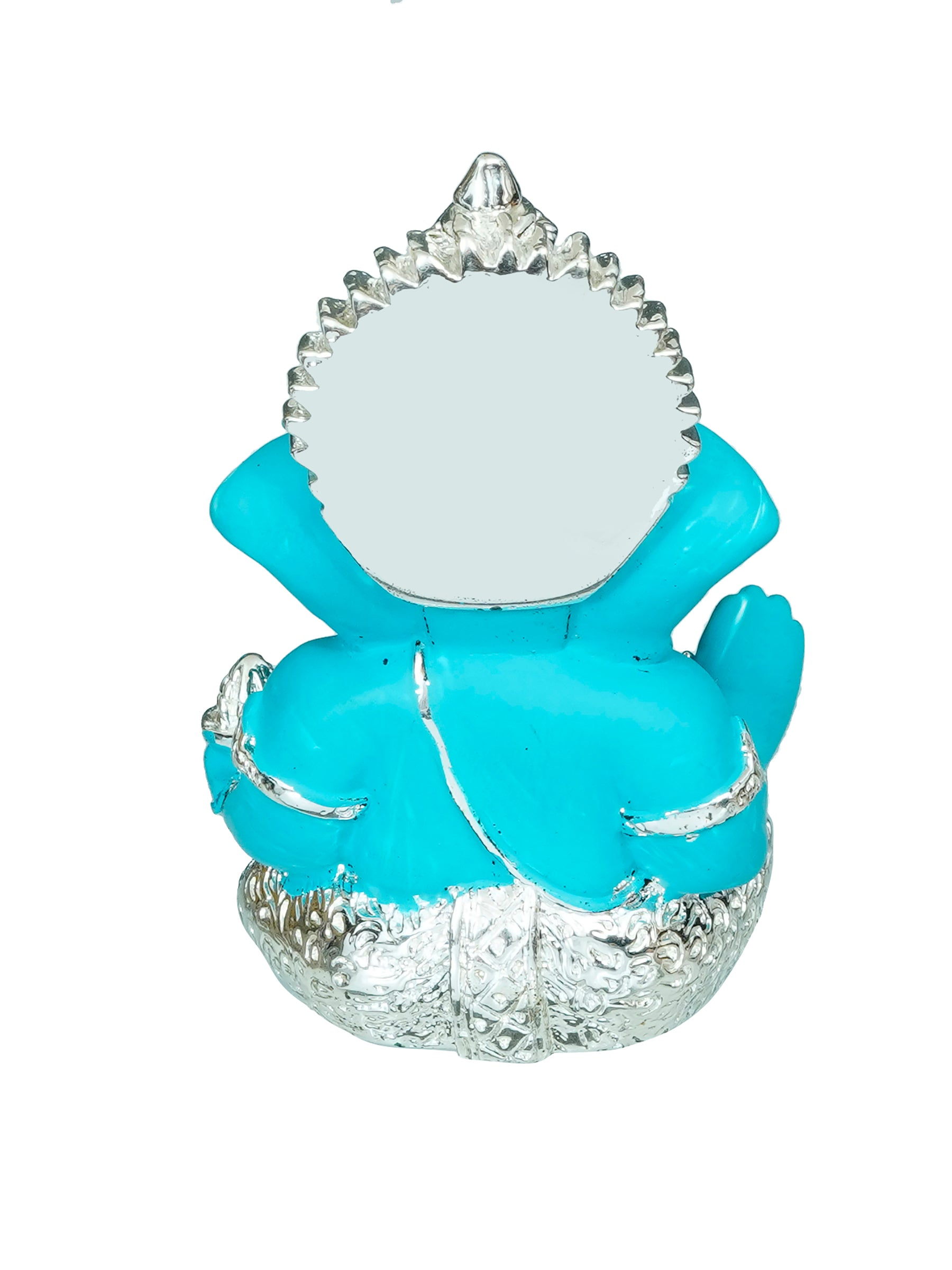 Silver Plated Blue Polyresin Ganesha Idol for Home, Temple, Office and Car Dashboard 5