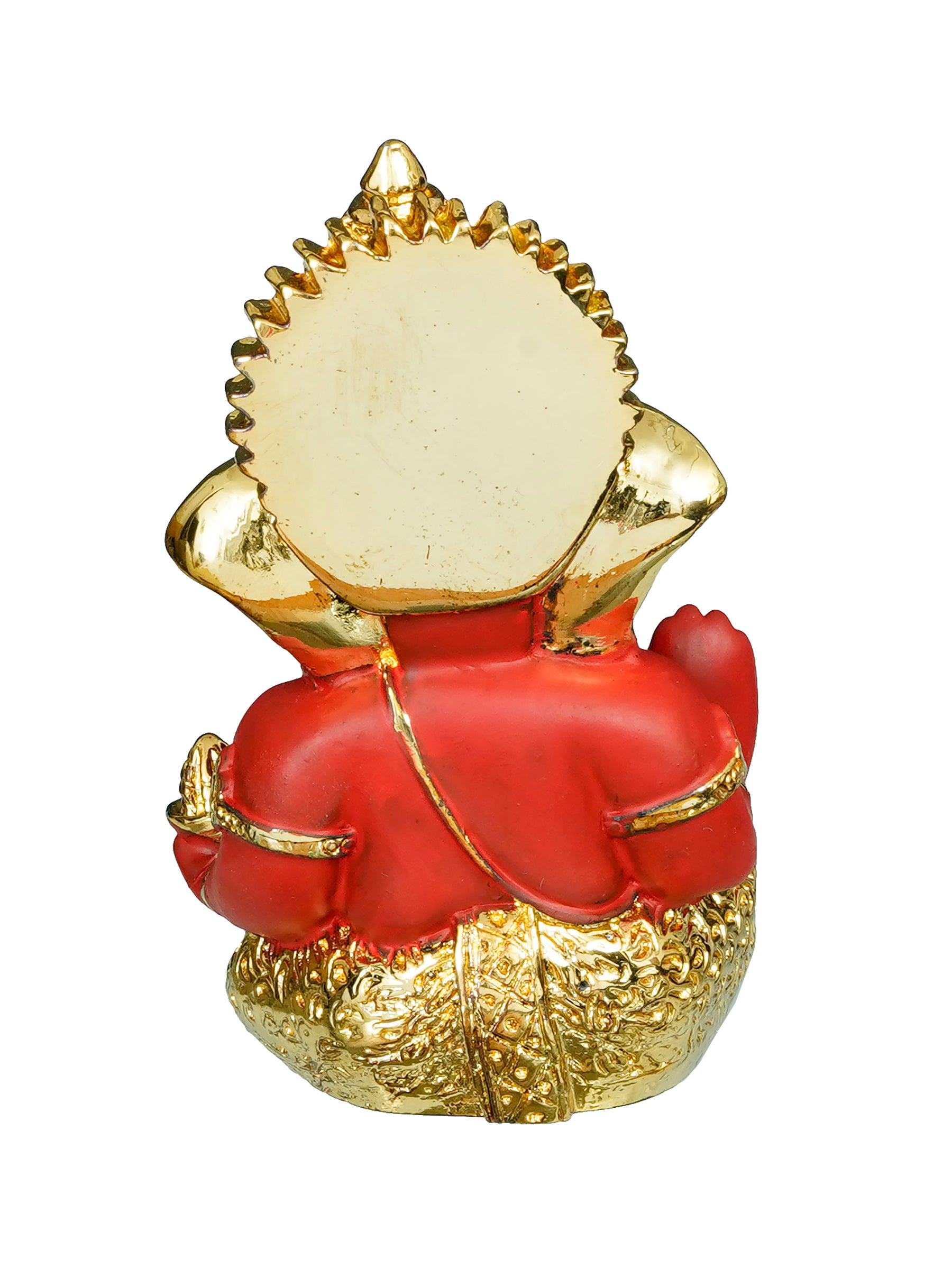 Gold Plated Red Polyresin Ganesha Idol for Home, Temple, Office and Car Dashboard 5