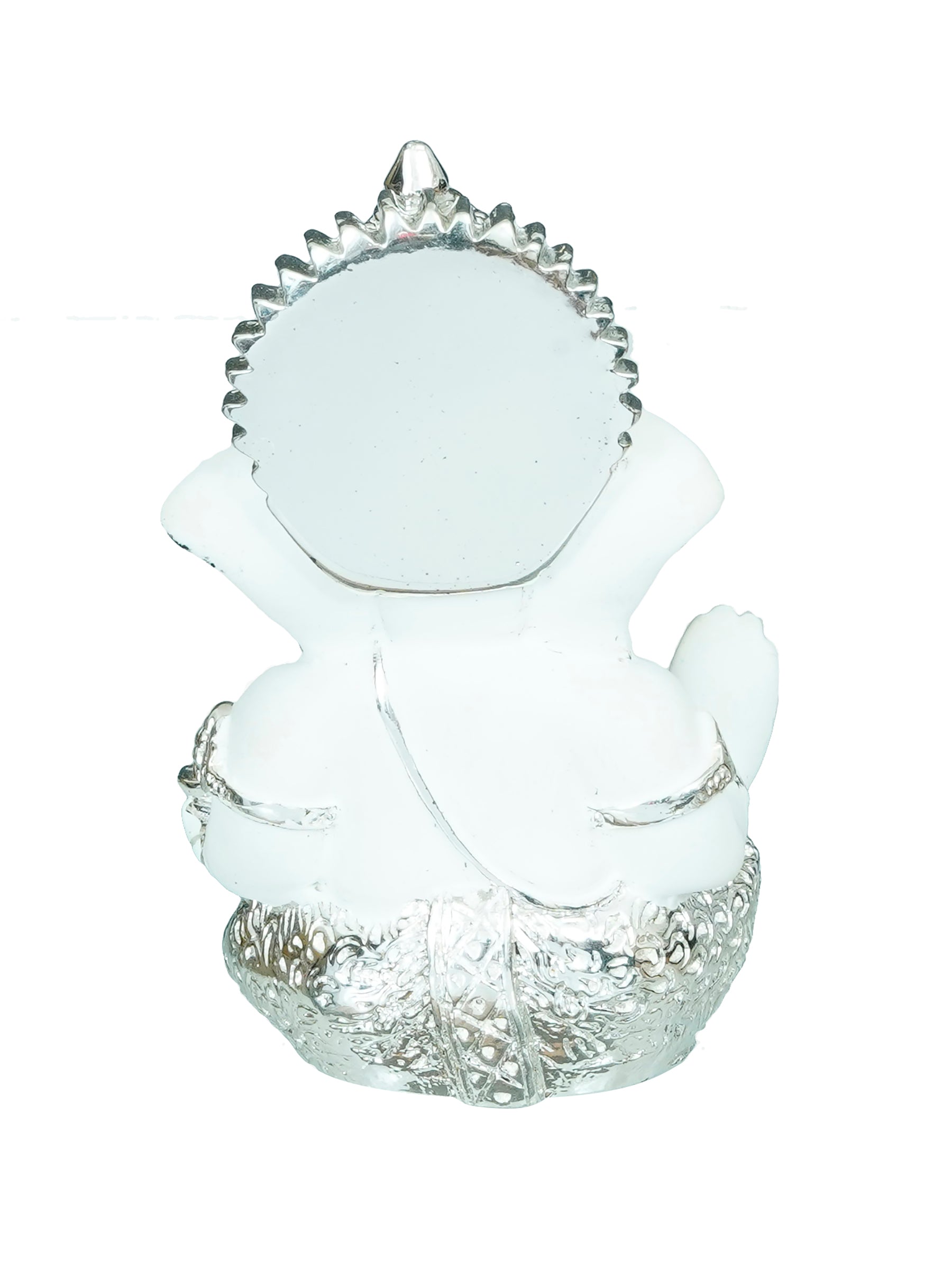 Silver Plated White Polyresin Ganesha Idol for Home, Temple, Office and Car Dashboard 5
