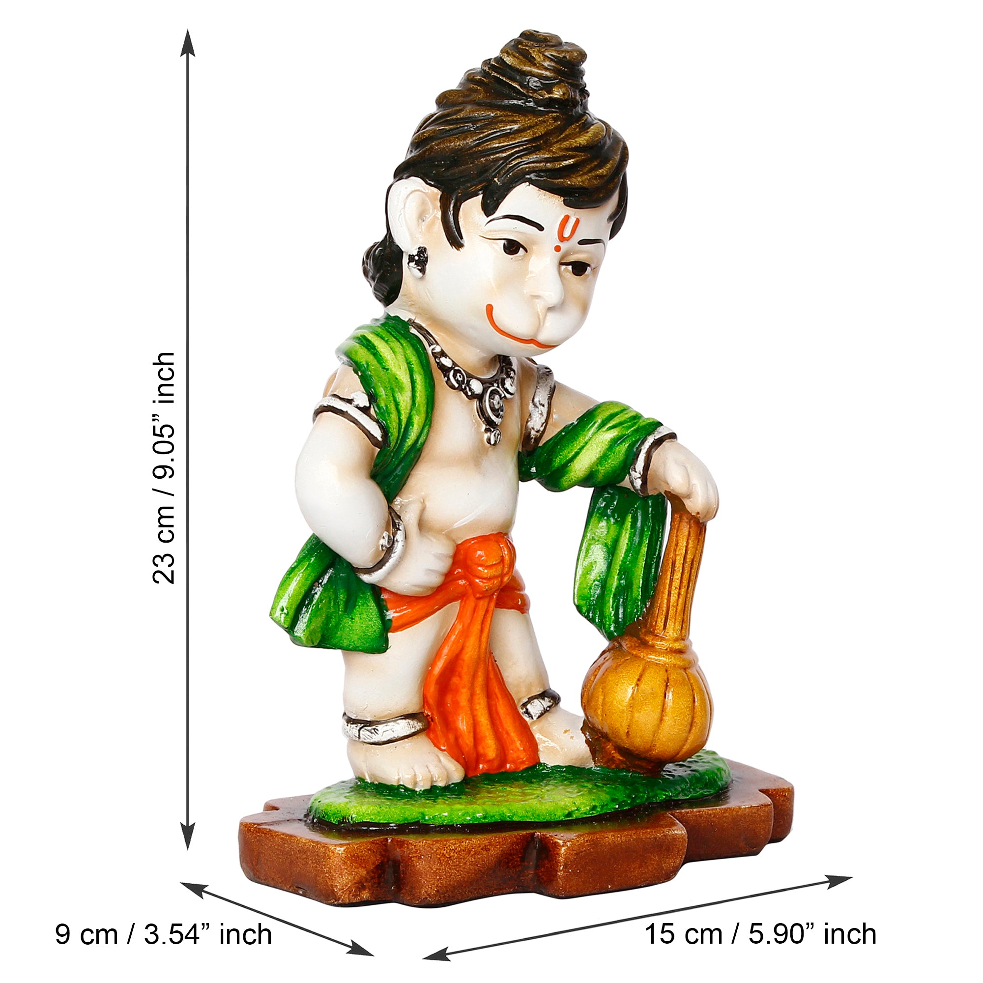 Colorful Standing Lord Hanuman Statue With Gada/Mace Handcrafted Polyresin Religious Idol 3