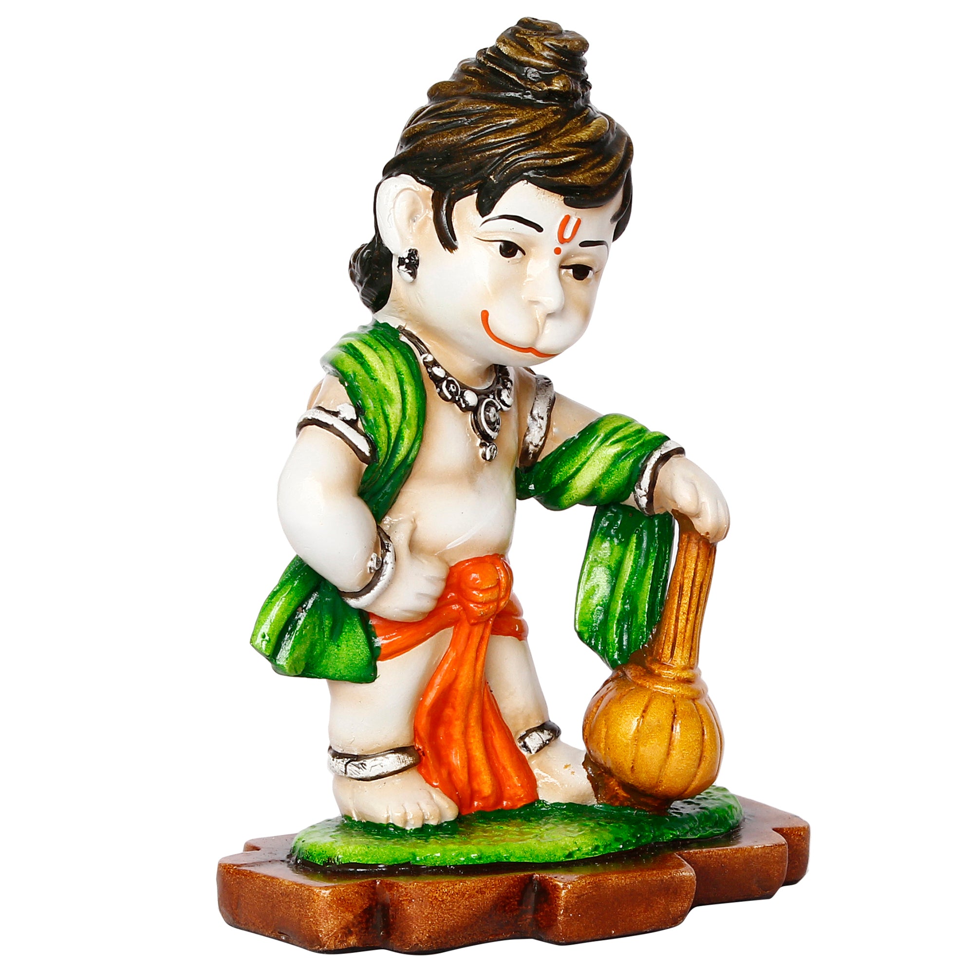 Colorful Standing Lord Hanuman Statue With Gada/Mace Handcrafted Polyresin Religious Idol 4