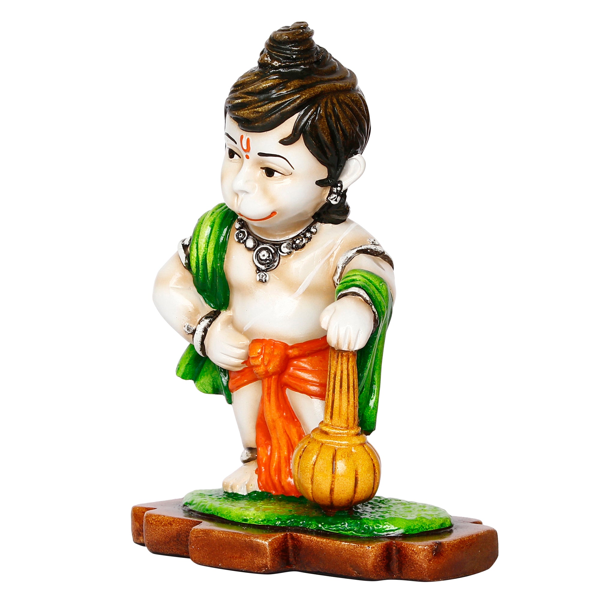 Colorful Standing Lord Hanuman Statue With Gada/Mace Handcrafted Polyresin Religious Idol 5
