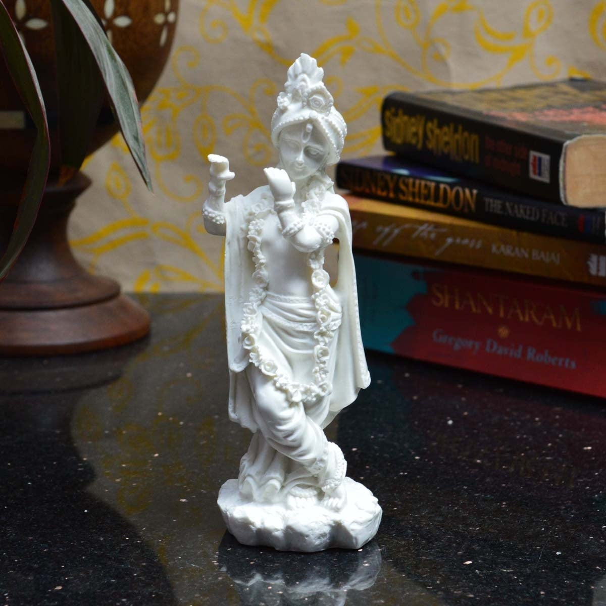 Pure White Statue of Lord Krishna 3