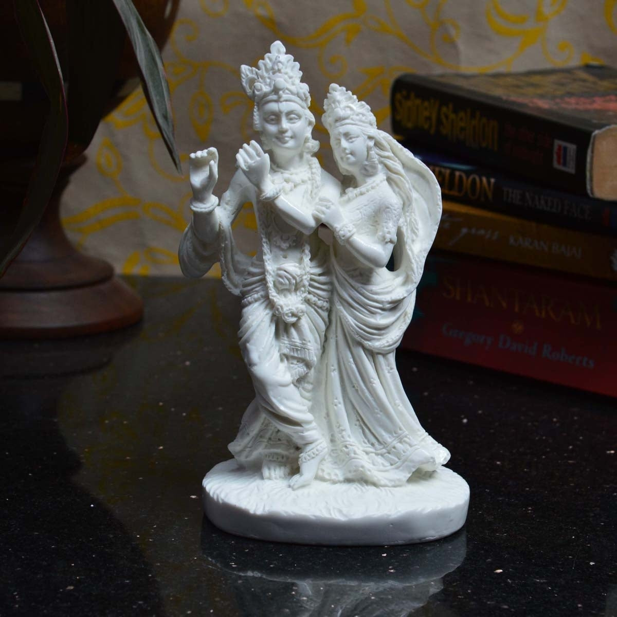 Pure White Statue of Krishna-Radha 1