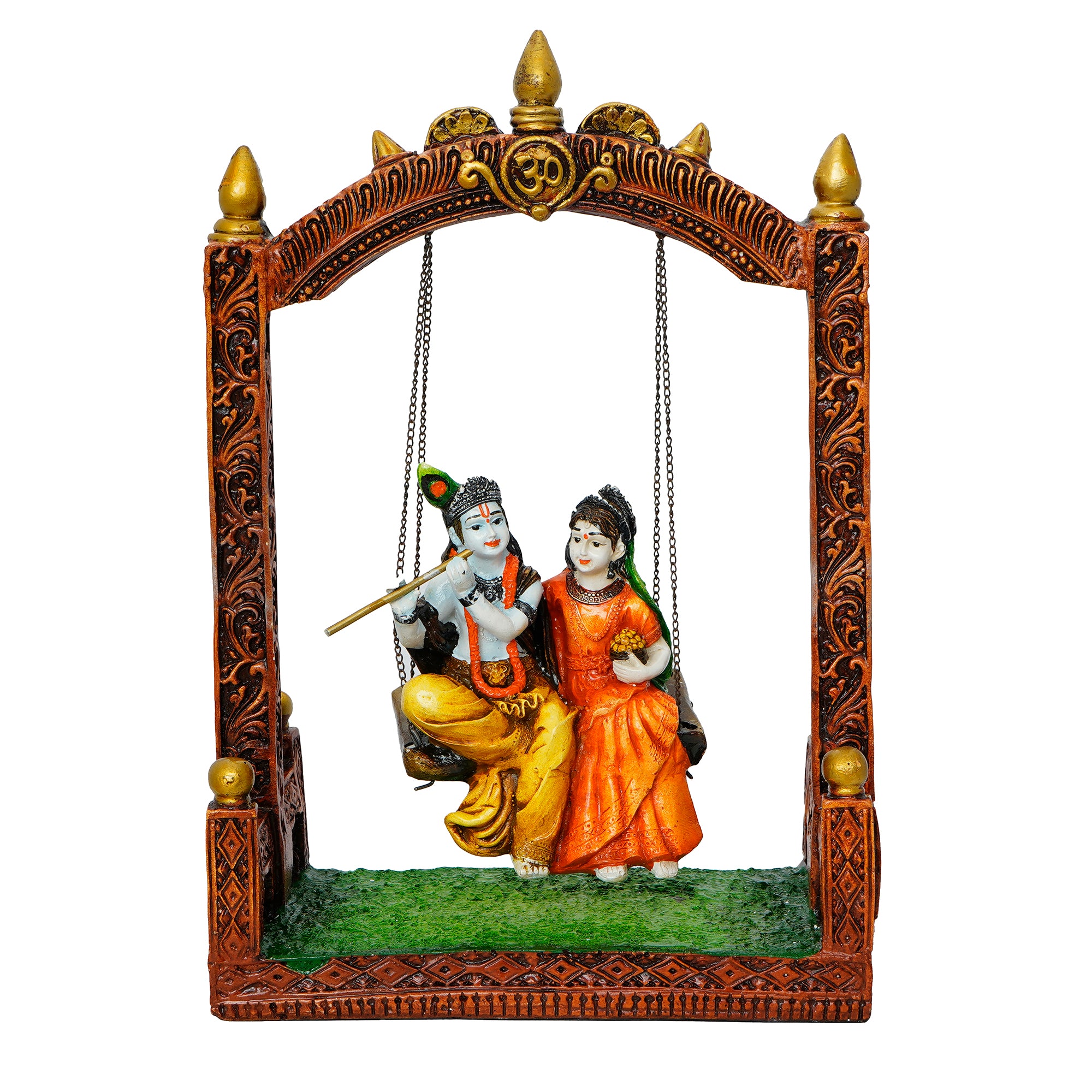Colorful Radha Krishna on Swing Handcrafted Polyresin Figurine 2