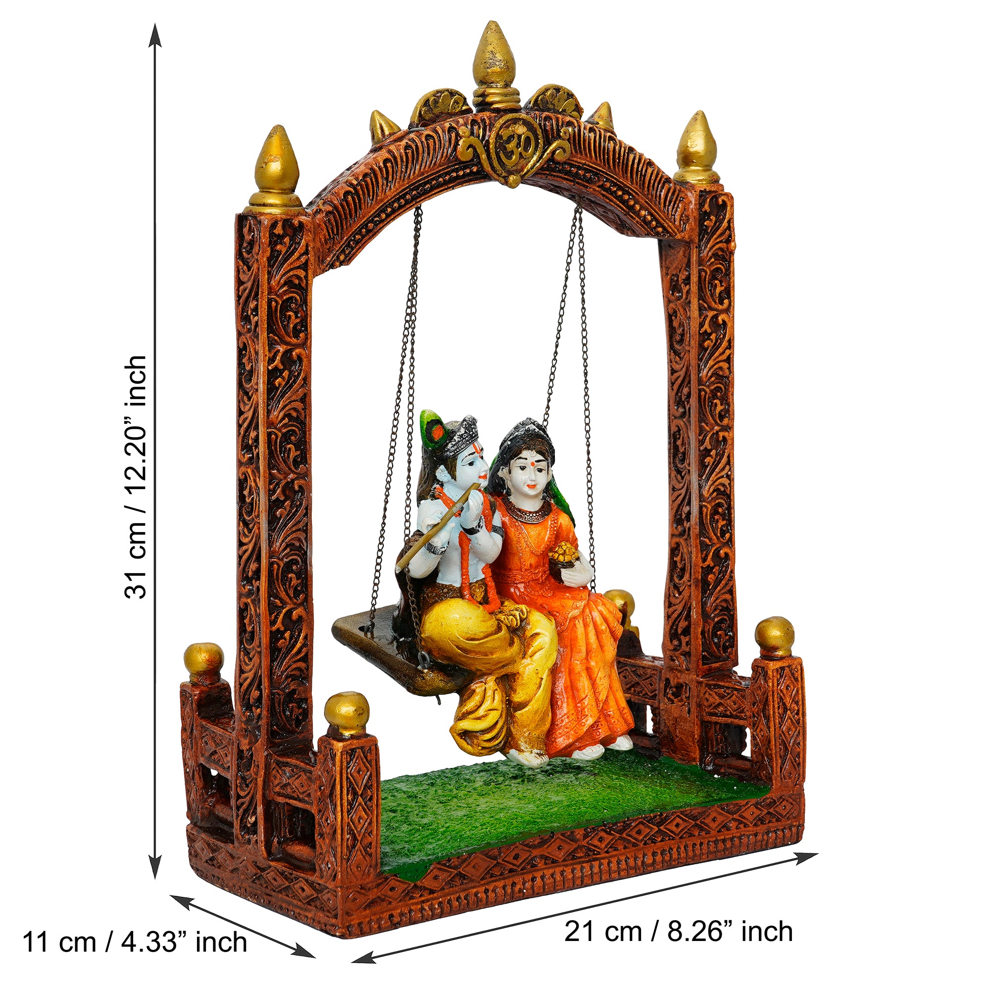 Colorful Radha Krishna on Swing Handcrafted Polyresin Figurine 3