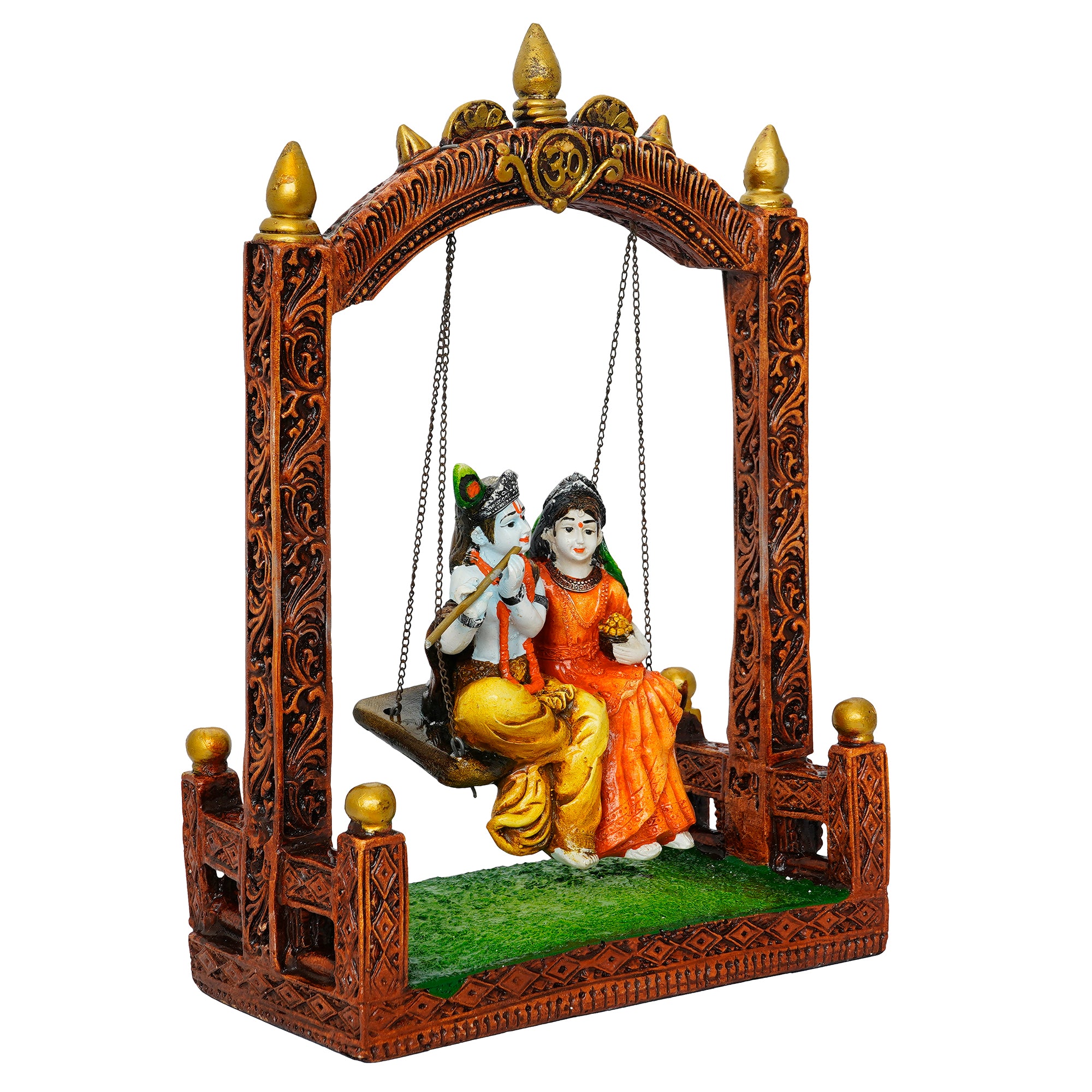 Colorful Radha Krishna on Swing Handcrafted Polyresin Figurine 4