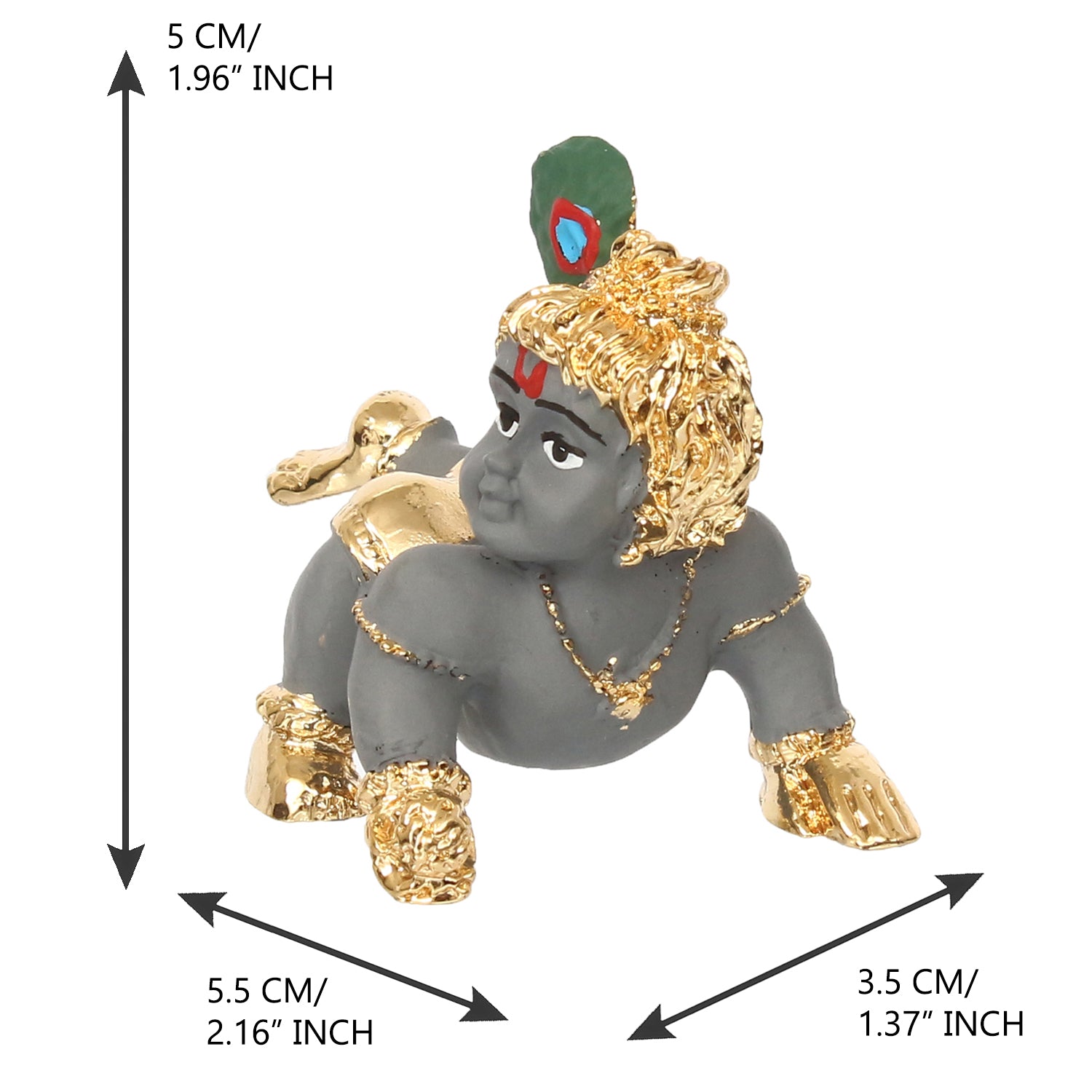 Grey and Golden Plated Laddu Gopal/Lord Krishna Statue for Home/Temple 2