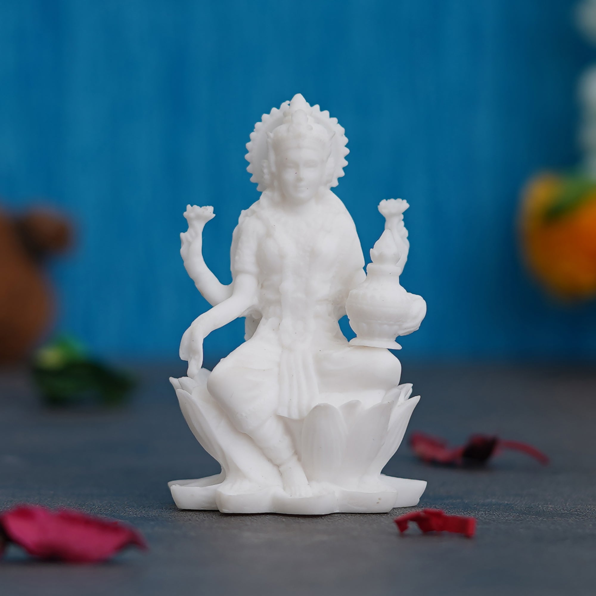 White Polyresin Goddess Laxmi Statue