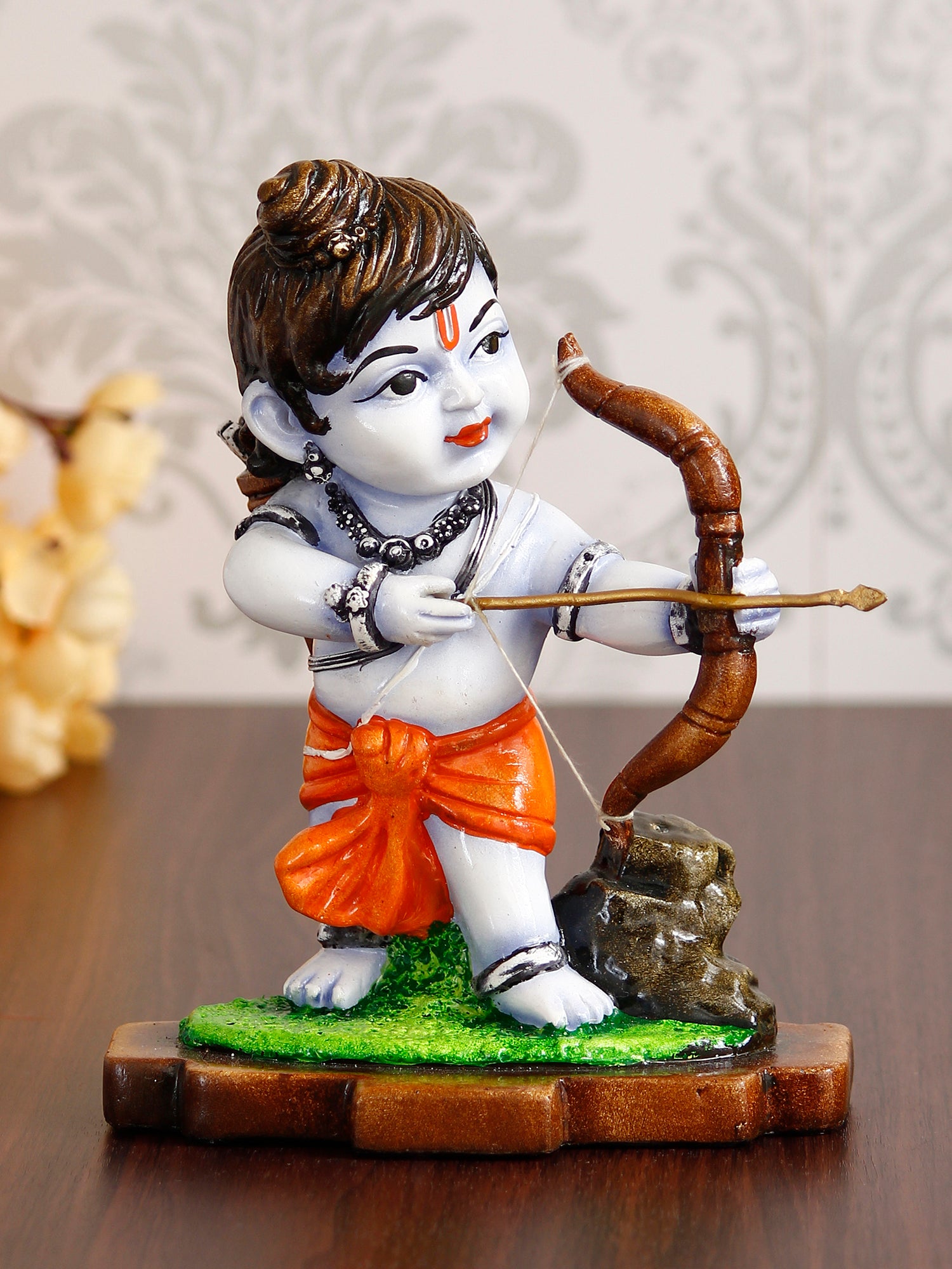 Multicolor Handcrafted Polyresin Lord Ram Idol Playing with Bow and Arrow 1