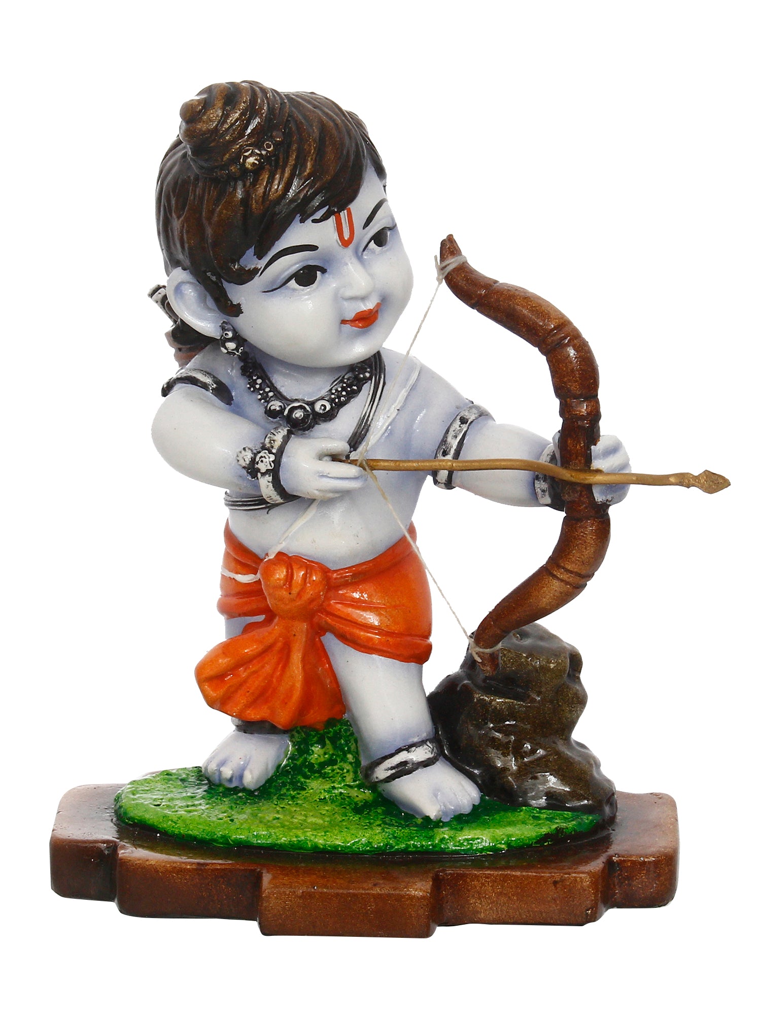 Multicolor Handcrafted Polyresin Lord Ram Idol Playing with Bow and Arrow 2