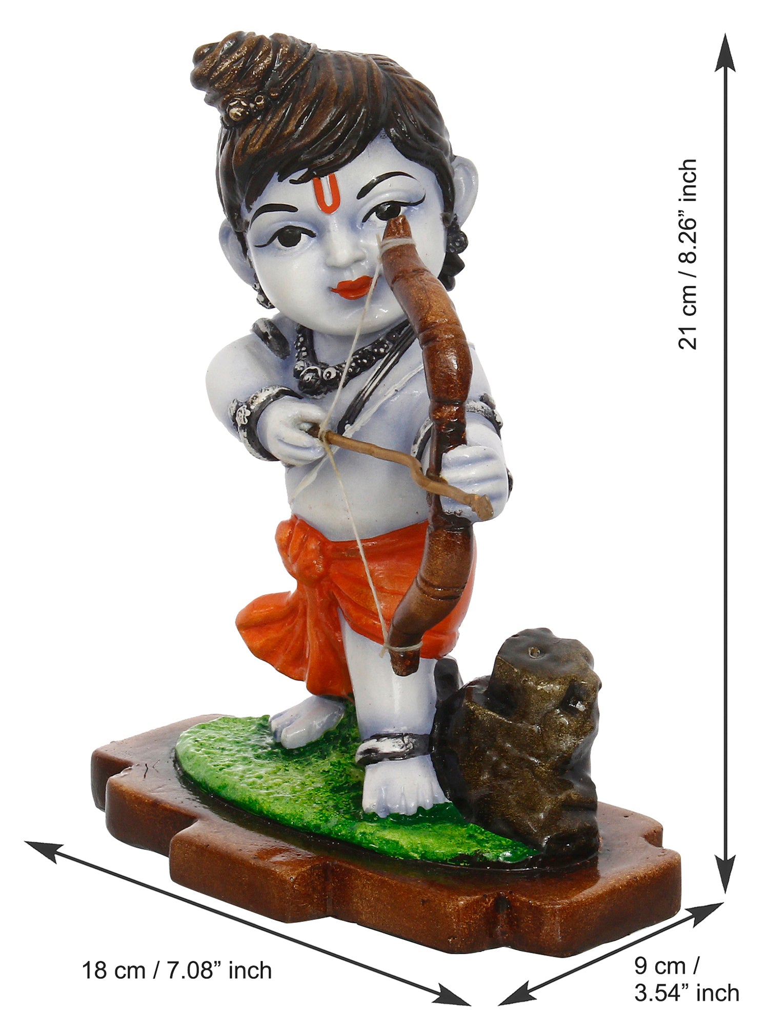 Multicolor Handcrafted Polyresin Lord Ram Idol Playing with Bow and Arrow 3