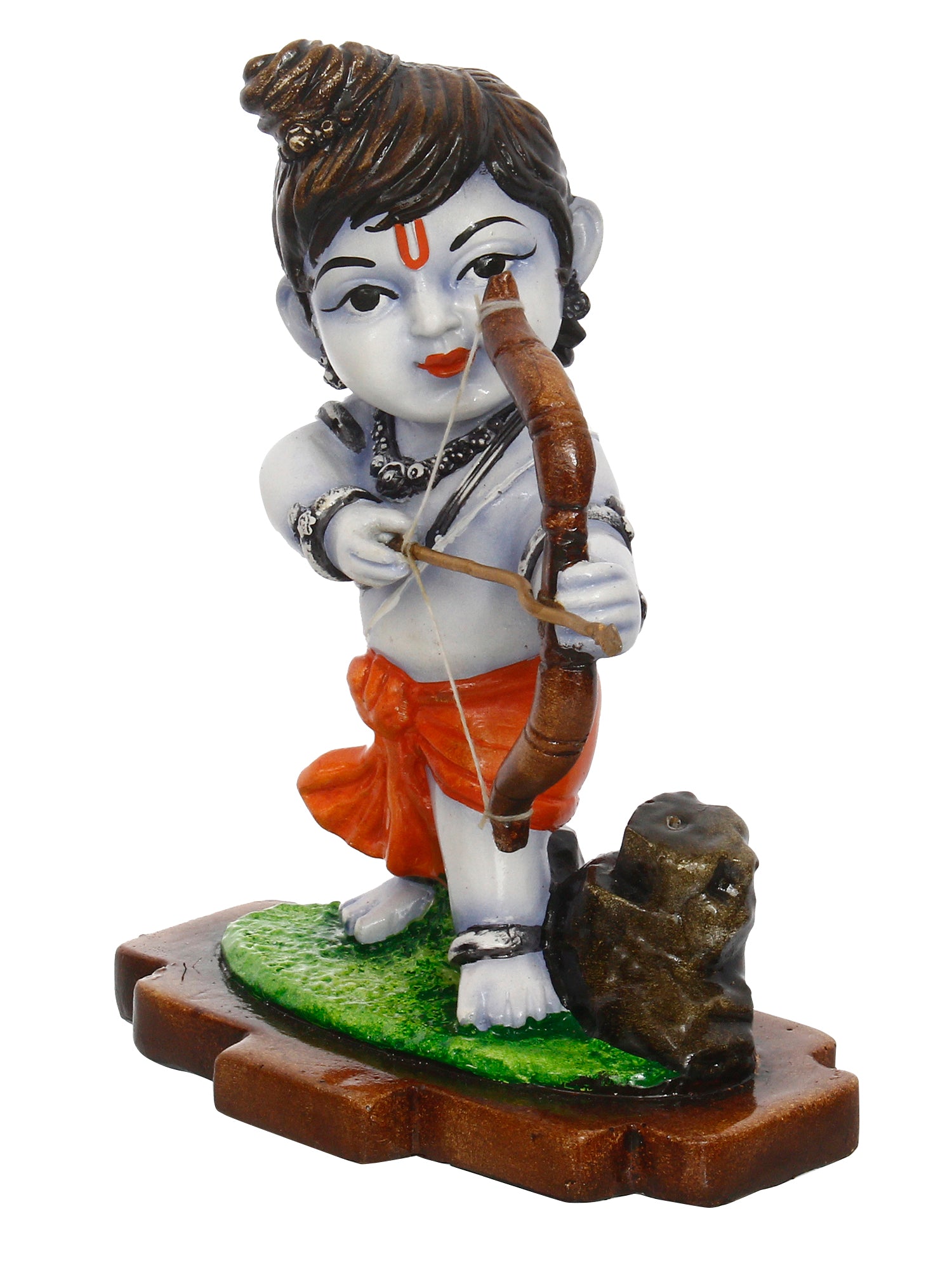 Multicolor Handcrafted Polyresin Lord Ram Idol Playing with Bow and Arrow 4