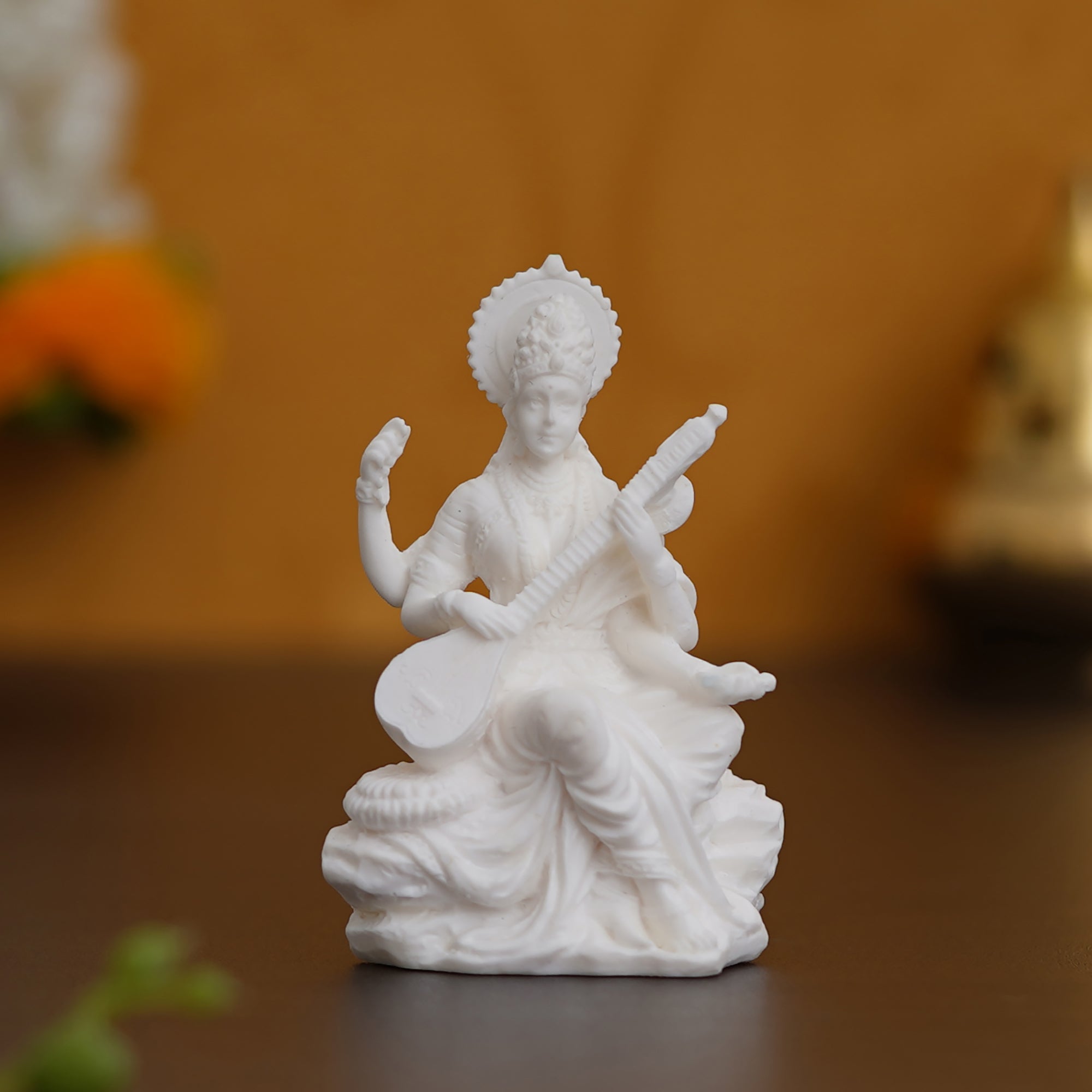 White Polyresin Goddess Saraswati Statue 1