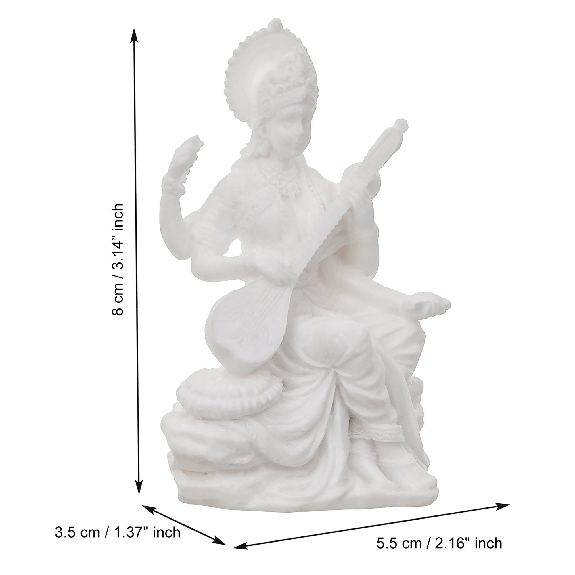 White Polyresin Goddess Saraswati Statue 3