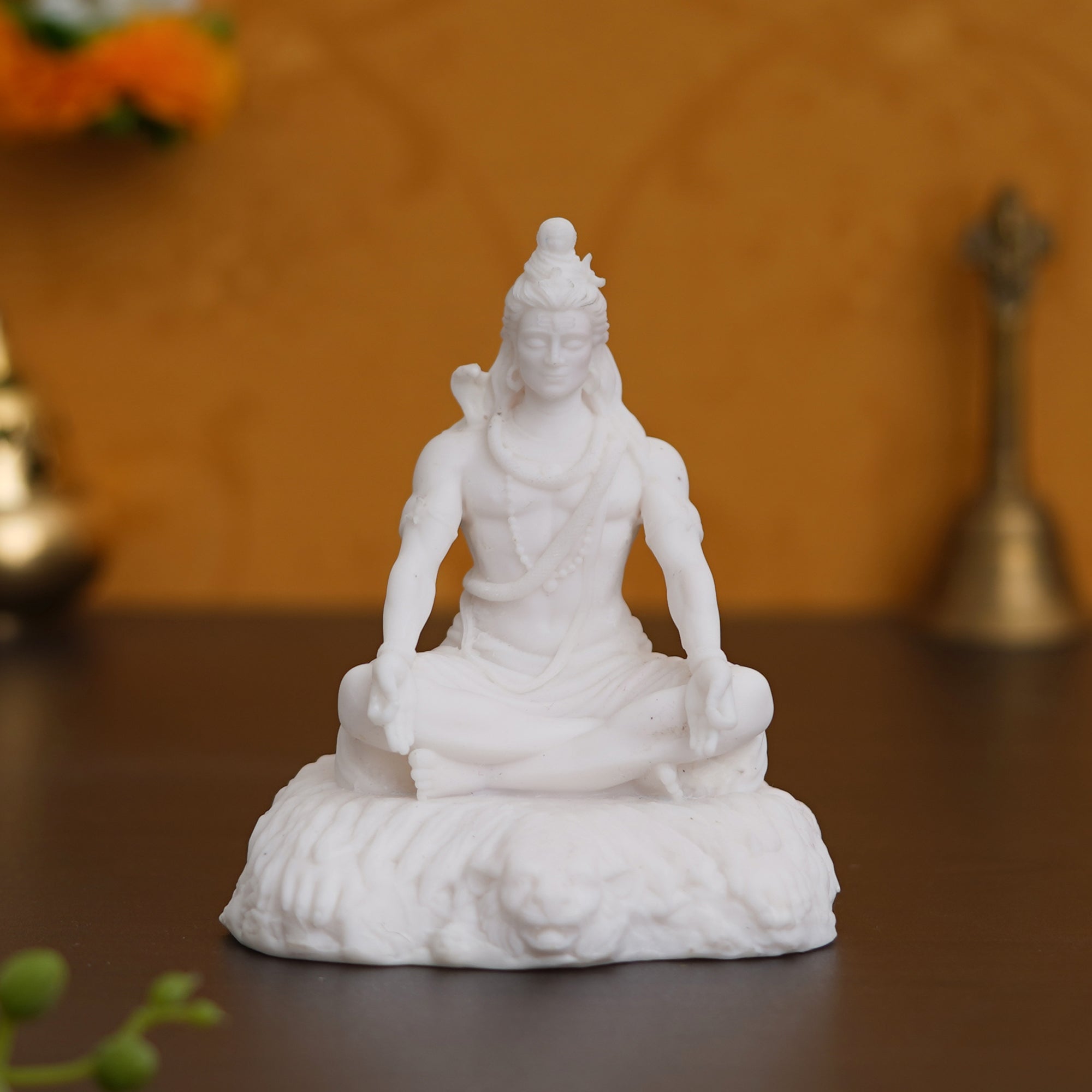 White Polyresin Lord Shiva Sitting Statue 1