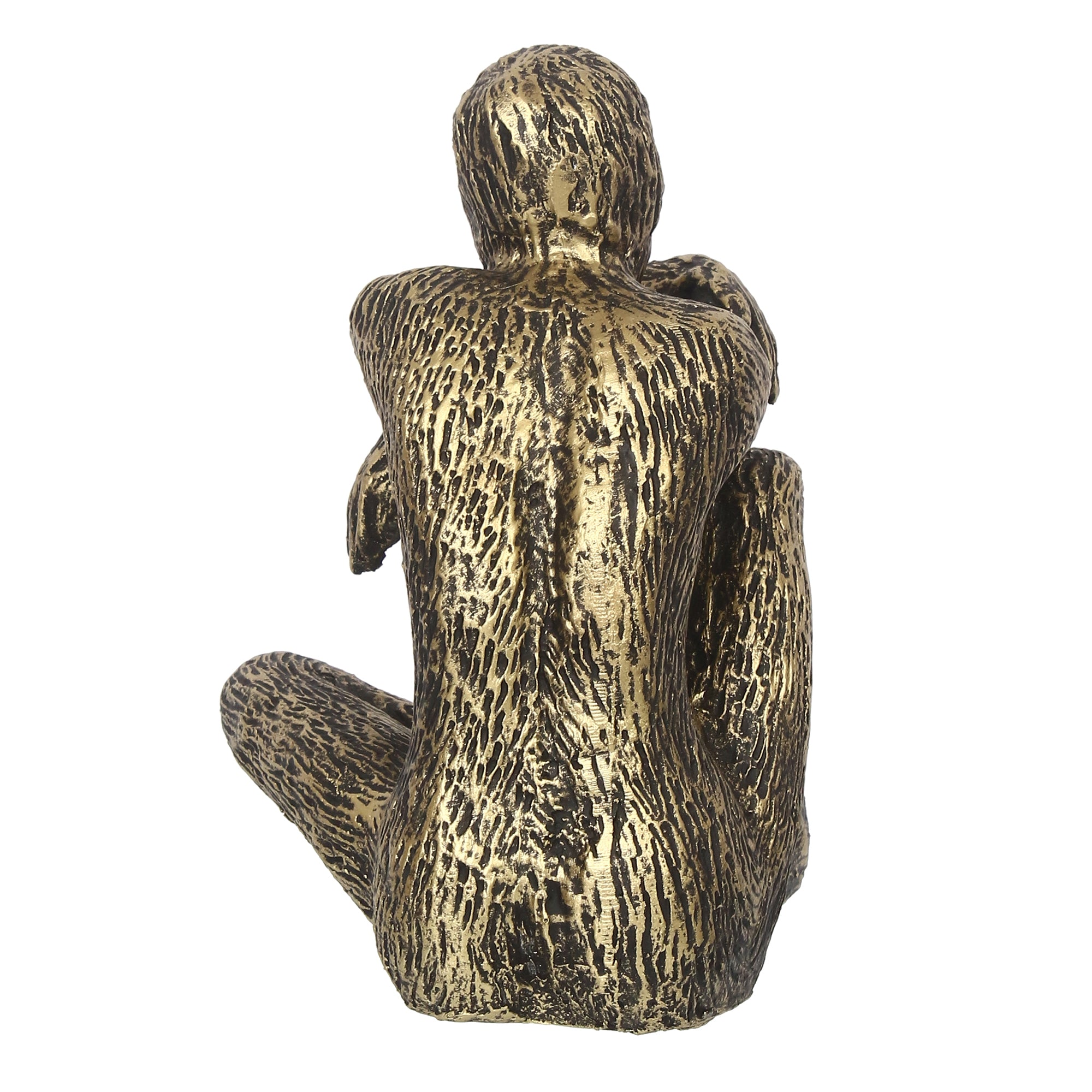 Golden and Black Polyresin Man Figurine Sitting in Thinking Position 5