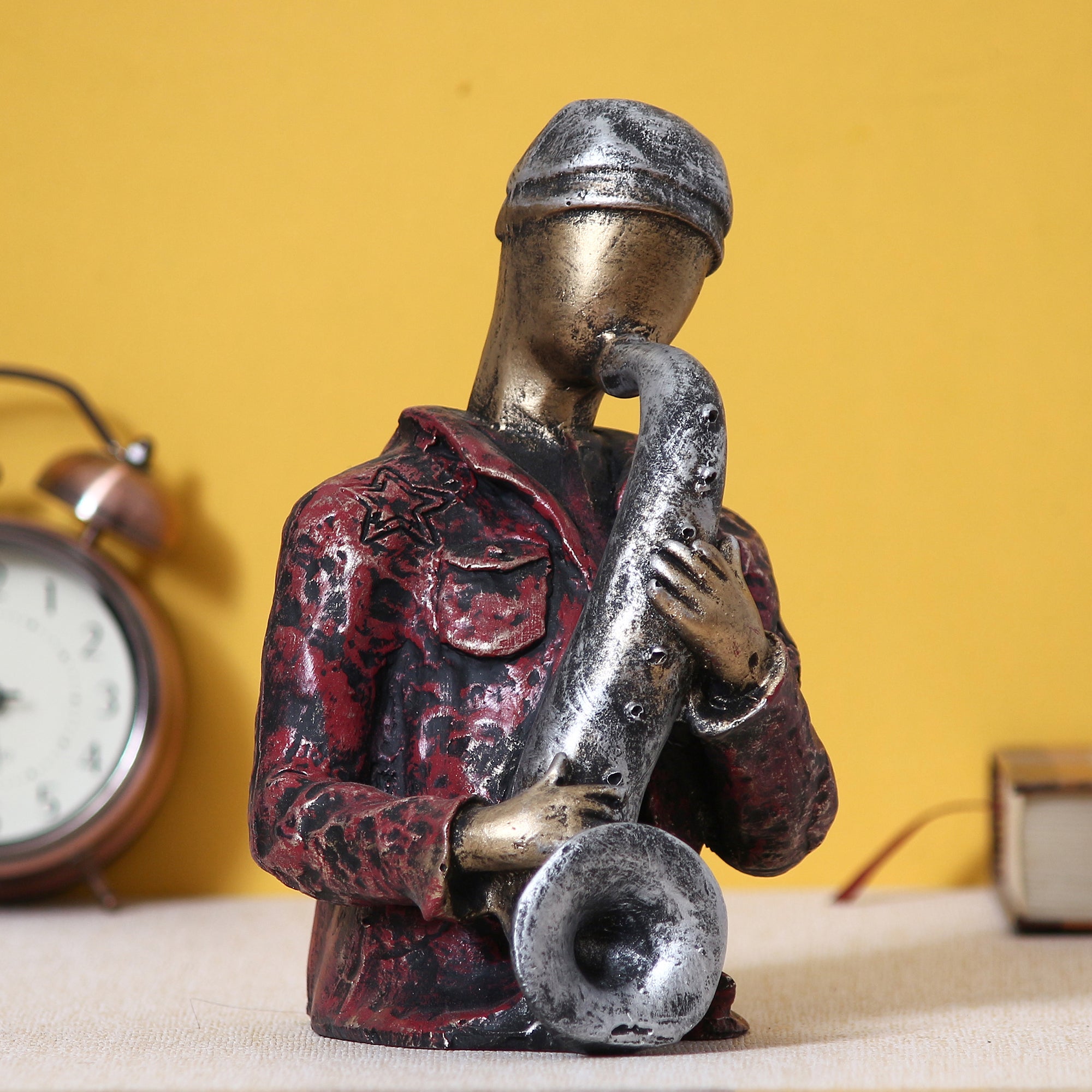 Musician Man Playing Trumpet Musical Instrument Human Figurine Decorative Showpiece