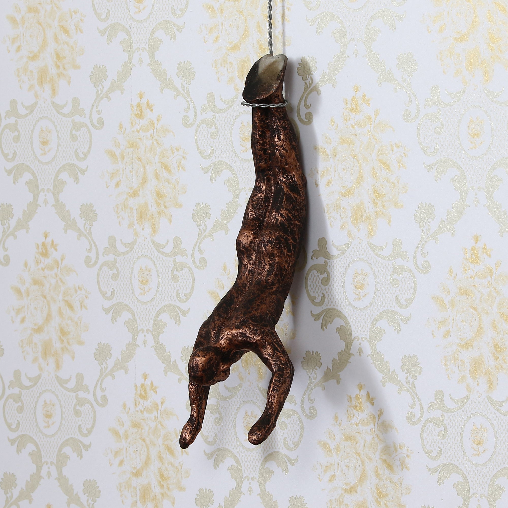 Designer Handcrafted Stone Pearl Rakhi with Man in Hanging Position Decorative Wall Hanging Statue and Roli Chawal Pack, Best Wishes Greeting Card 2