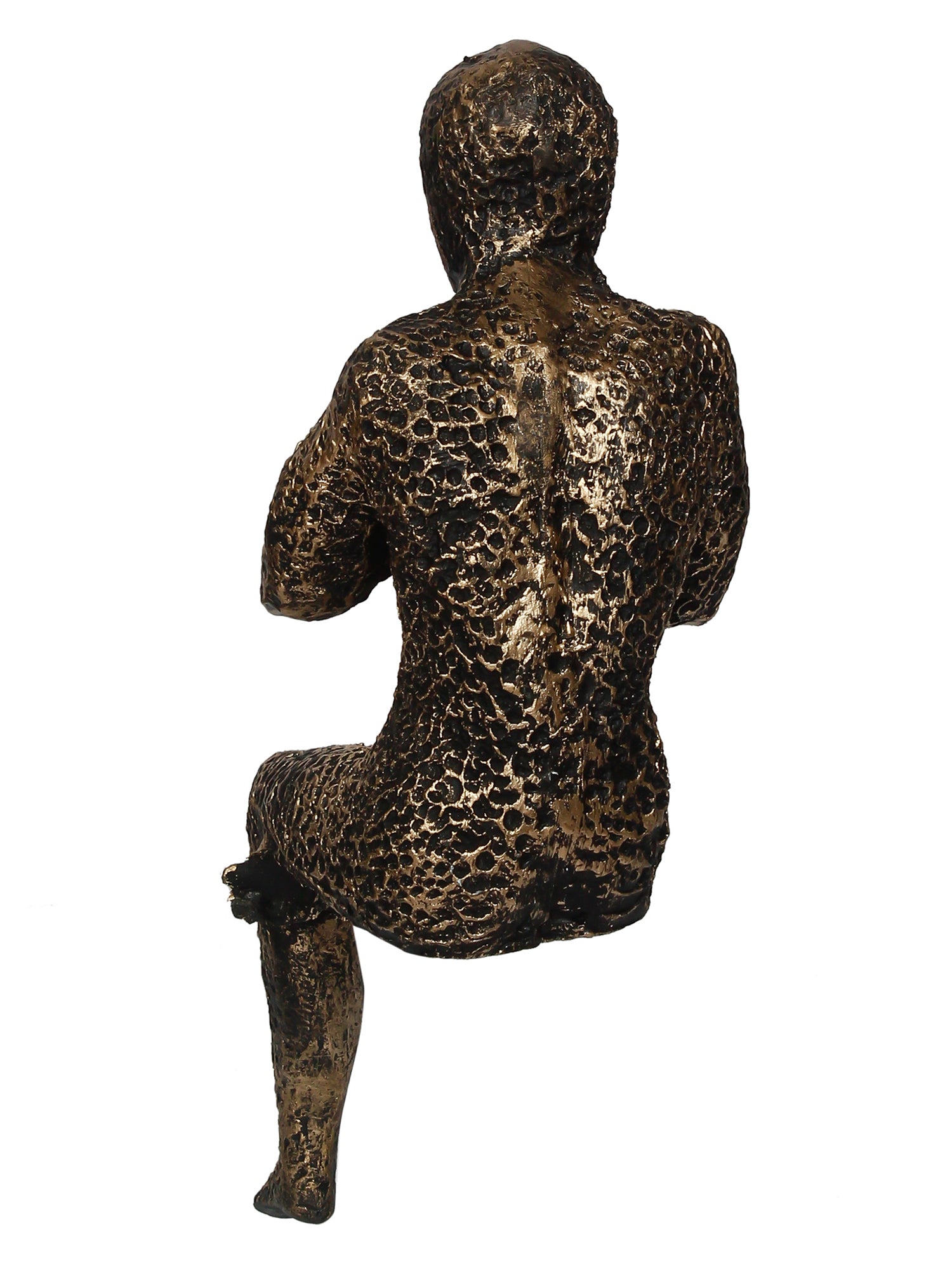 Brown Polyresin Man Sitting In Thinking Position Decorative Figurine 5