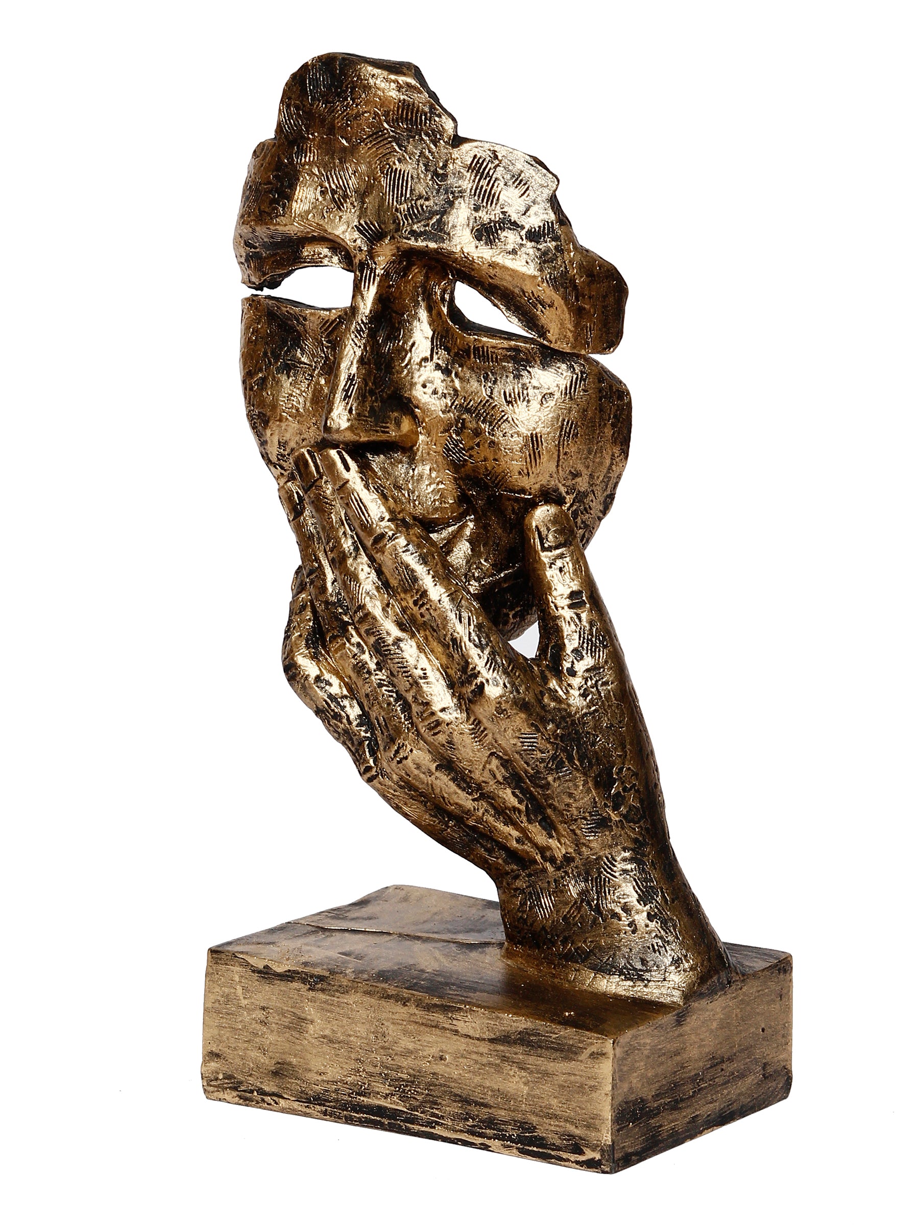 Golden Brass Ethnic Carved Blessing Lord Buddha Meditating Under Tree Showpiece 5