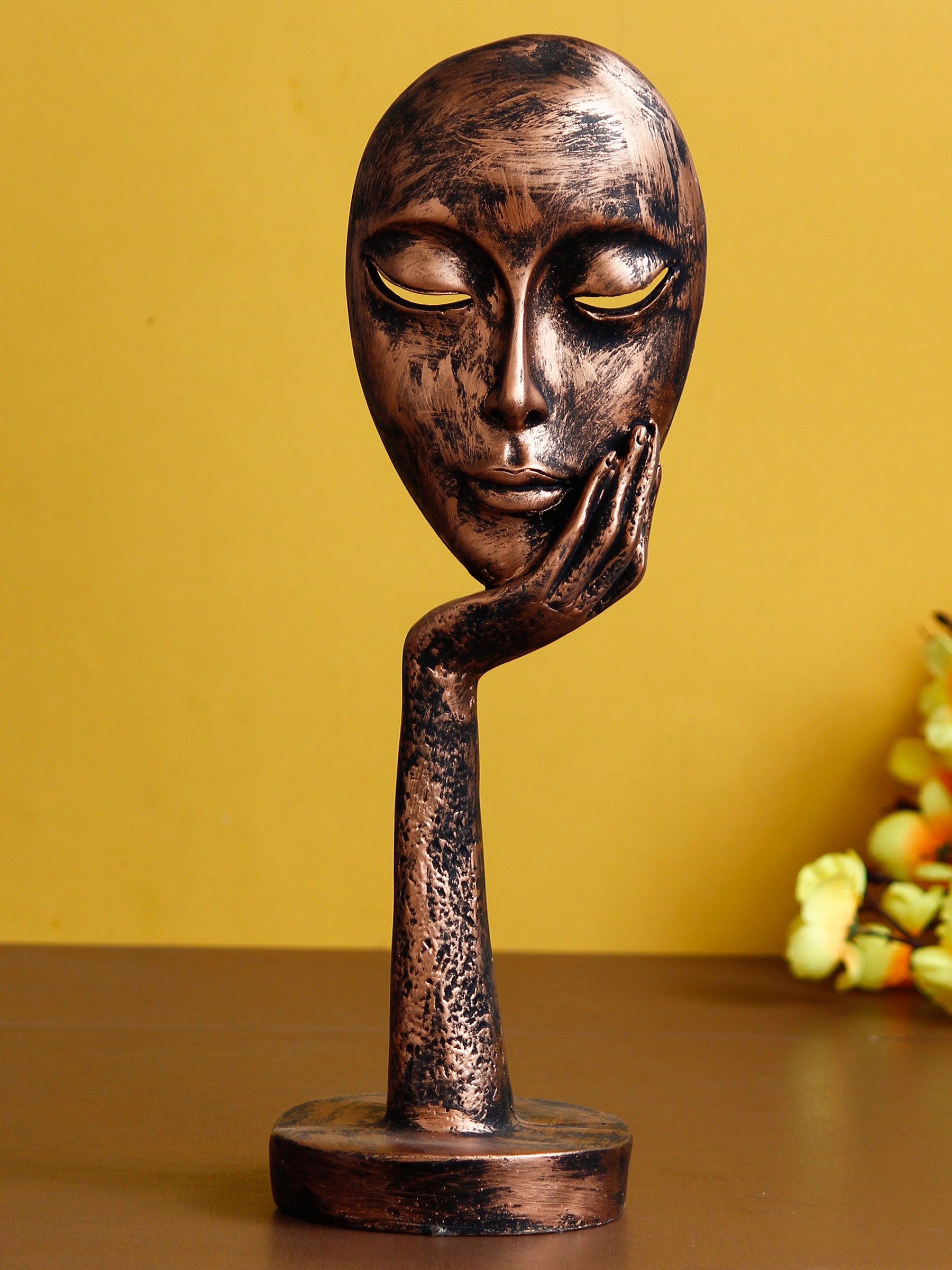 Rustic Look Thinking Lady Face Handcrafted Polyresin Showpiece ...