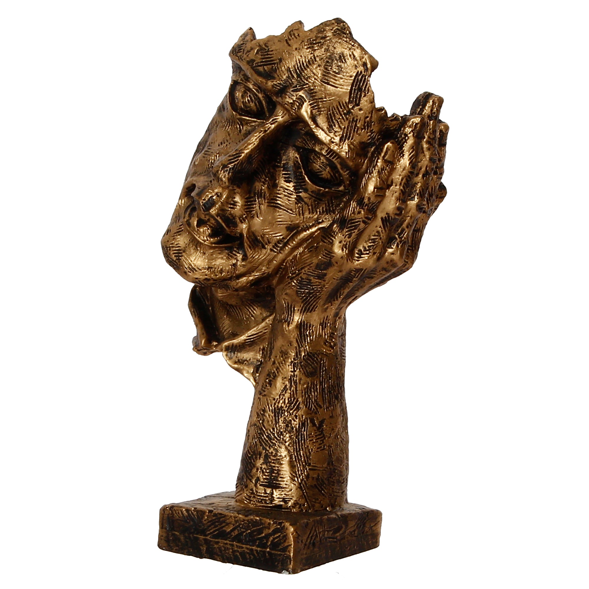 Brown Antique Finish Polyresin Man Face resting on hand Handcrafted Decorative Showpiece 4