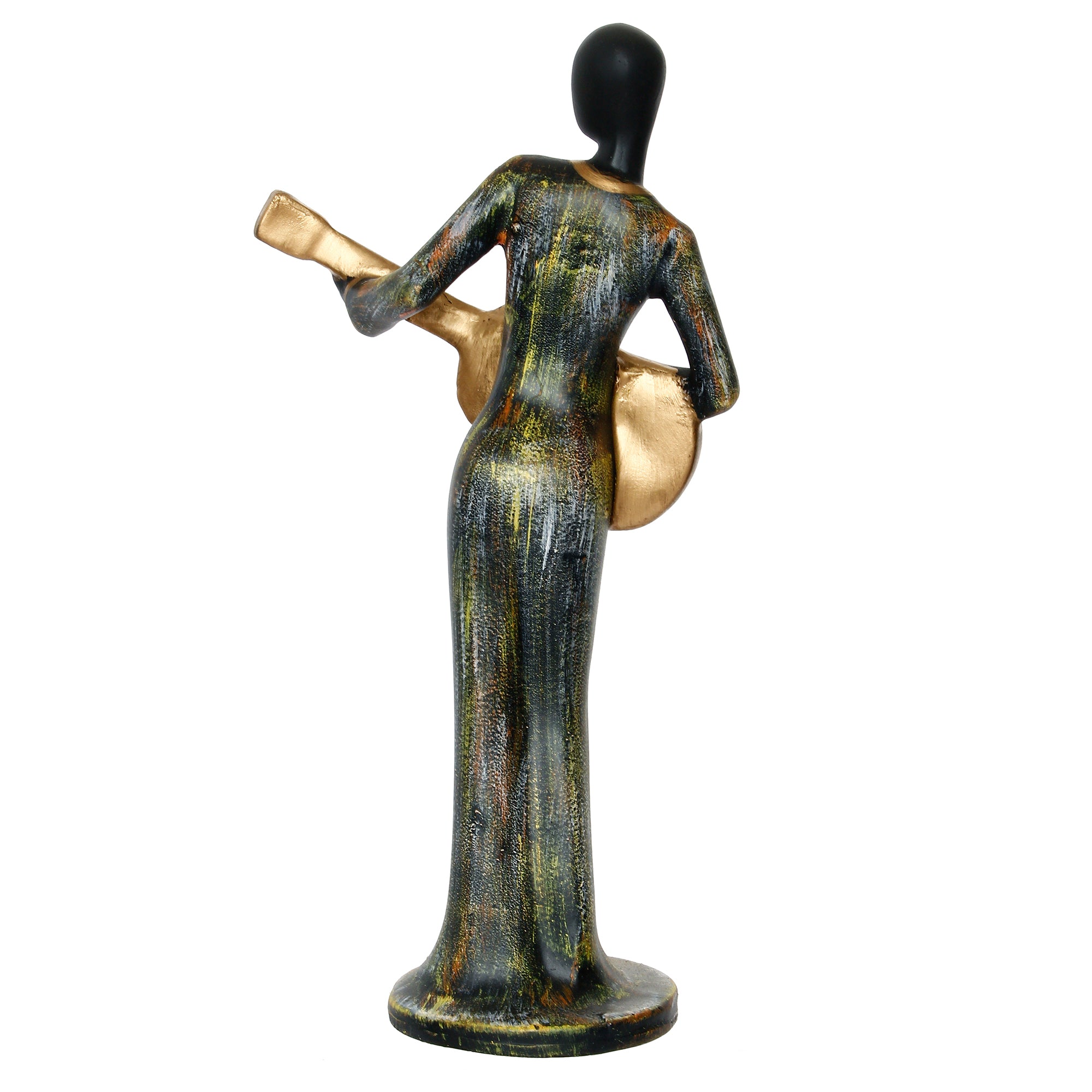 Grey and Black Polyresin Lady figurine Playing Guitar Musical Instrument Handcrafted Decorative Showpiece 6