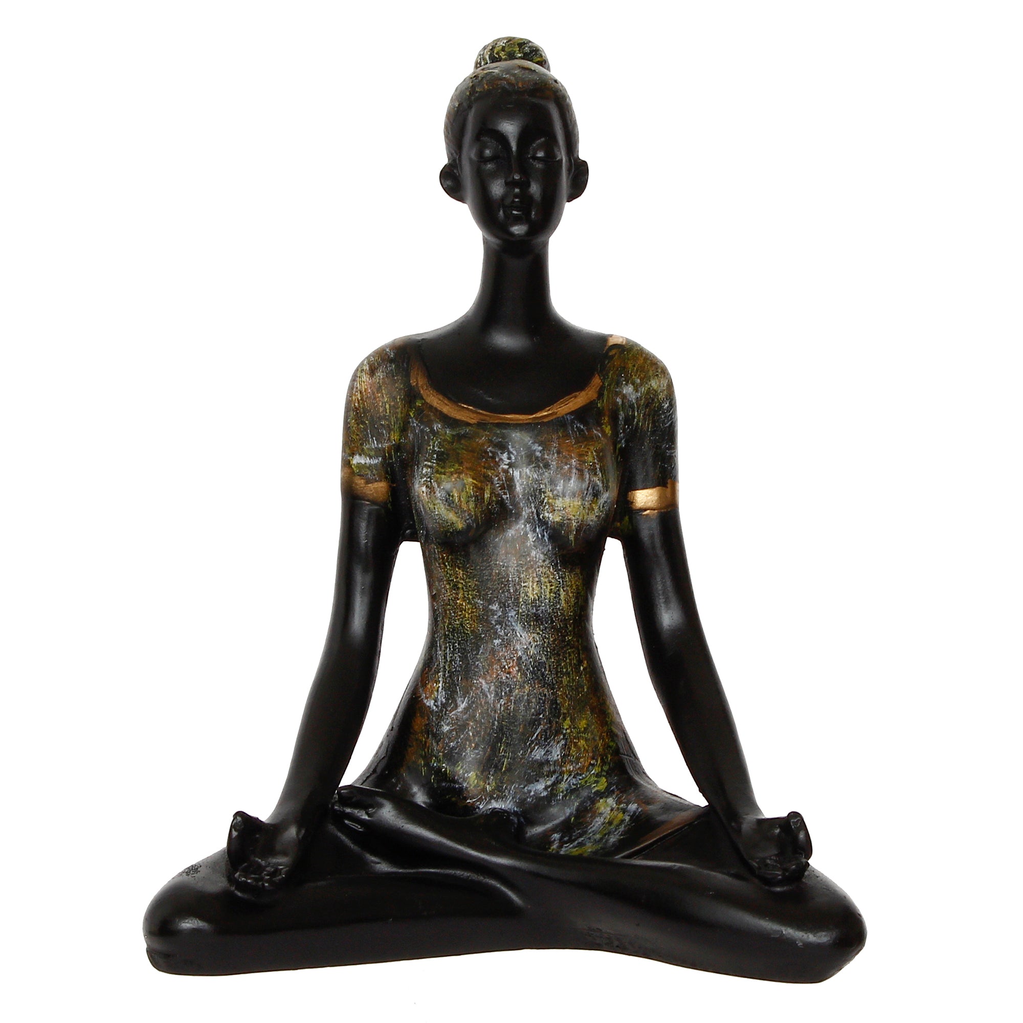 Grey and Black Polyresin Meditating lady in Sukhasana Yoga Pose Handcrafted Decorative Showpiece 2