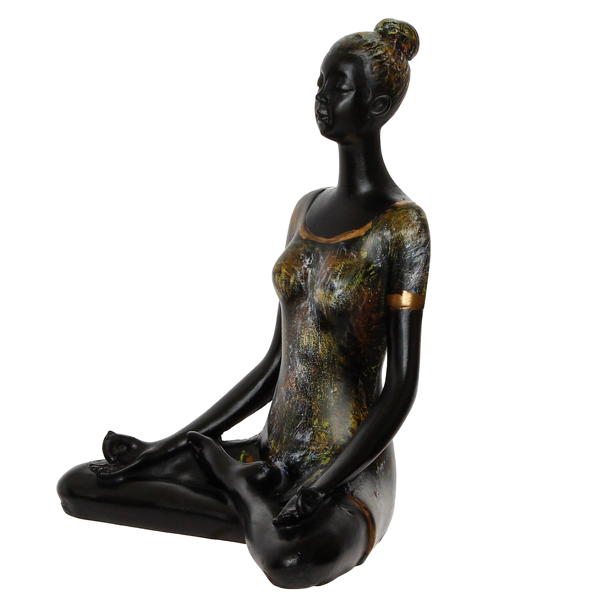 Grey and Black Polyresin Meditating lady in Sukhasana Yoga Pose Handcrafted Decorative Showpiece 4