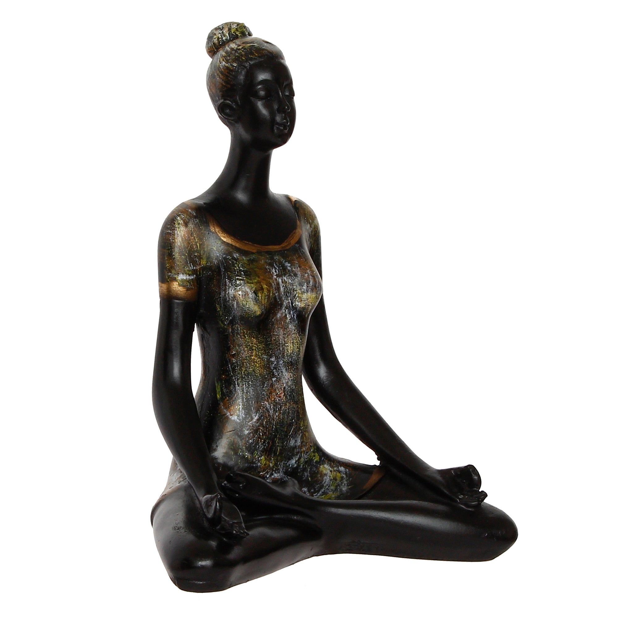 Grey and Black Polyresin Meditating lady in Sukhasana Yoga Pose Handcrafted Decorative Showpiece 5