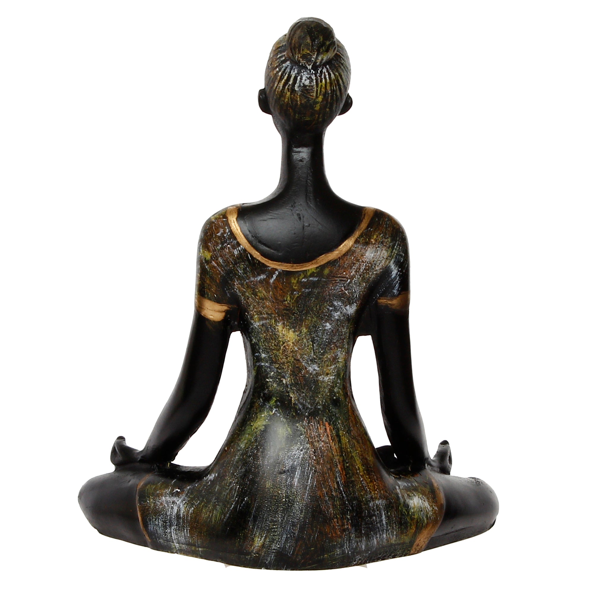 Grey and Black Polyresin Meditating lady in Sukhasana Yoga Pose Handcrafted Decorative Showpiece 6