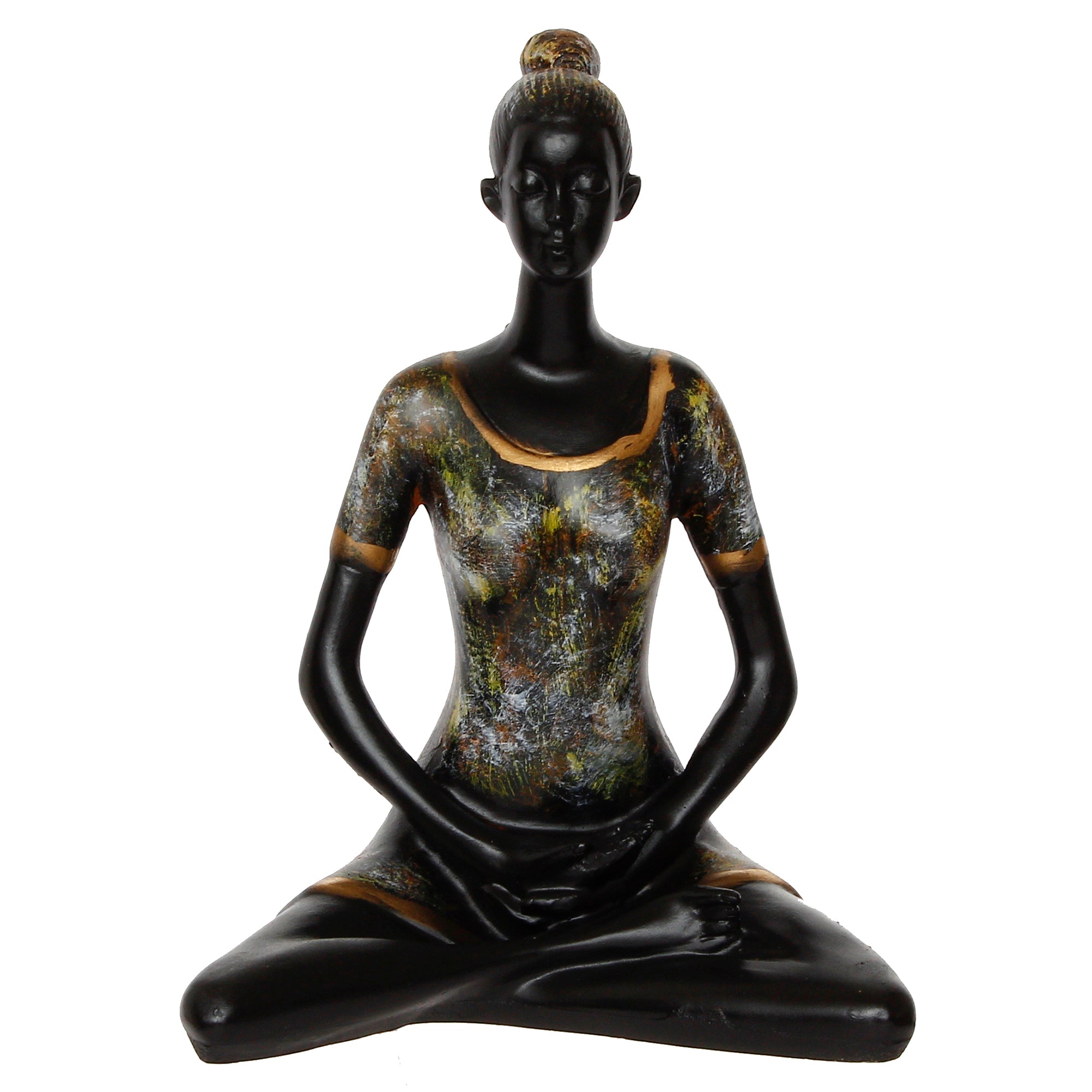 Grey and Black Polyresin Meditating lady in Padmasana - The Lotus Yoga Pose Decorative Showpiece 2