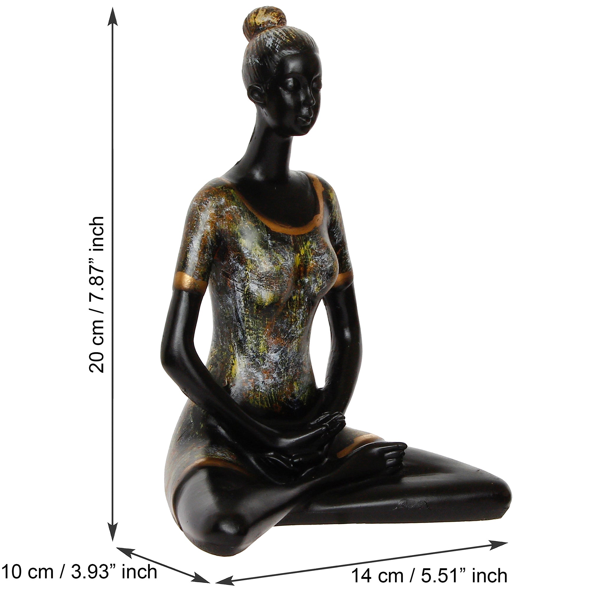 Grey and Black Polyresin Meditating lady in Padmasana - The Lotus Yoga Pose Decorative Showpiece 3
