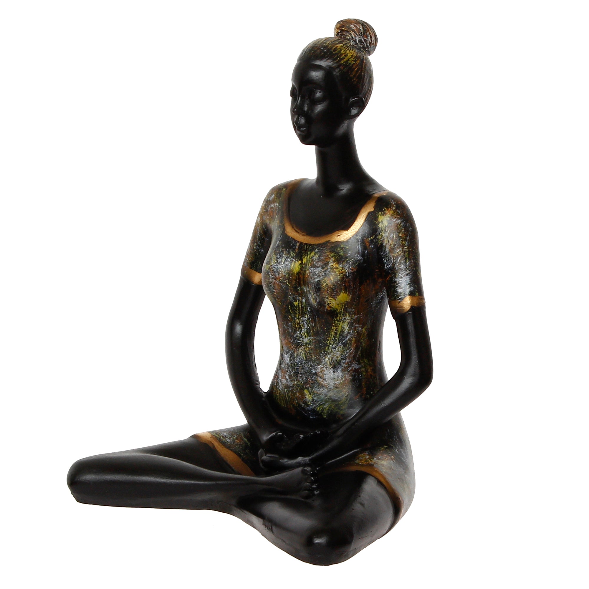 Grey and Black Polyresin Meditating lady in Padmasana - The Lotus Yoga Pose Decorative Showpiece 4