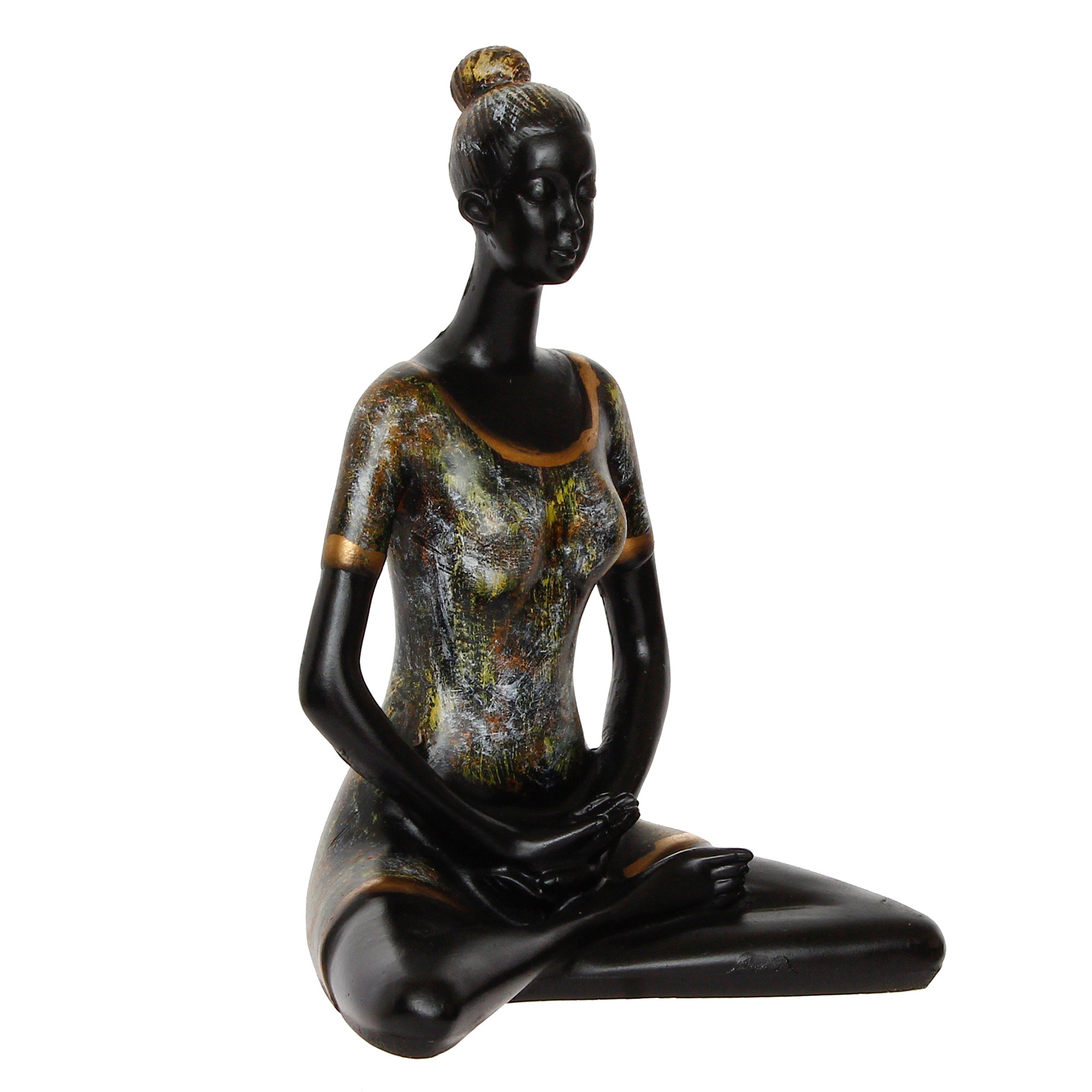 Grey and Black Polyresin Meditating lady in Padmasana - The Lotus Yoga Pose Decorative Showpiece 5