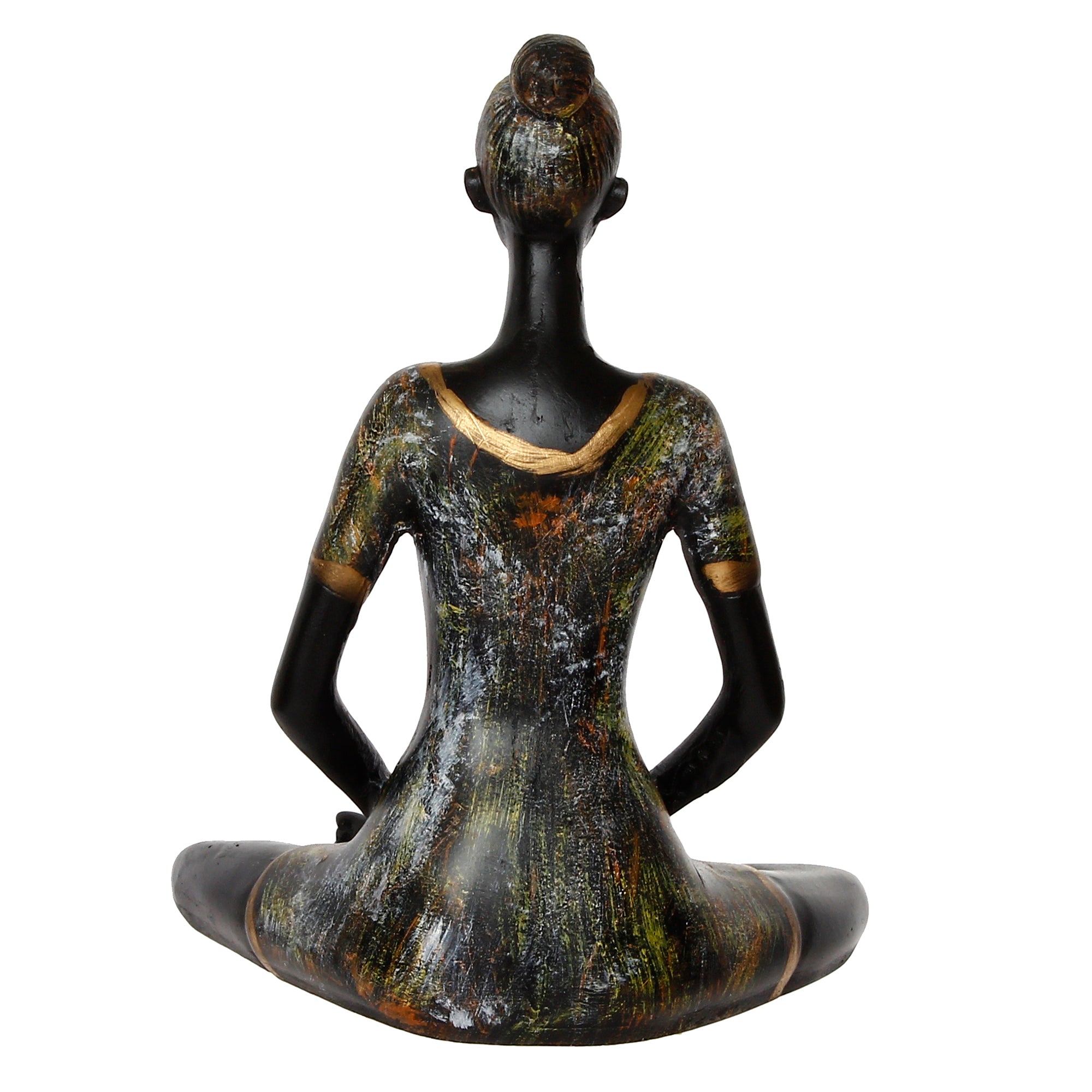 Grey and Black Polyresin Meditating lady in Padmasana - The Lotus Yoga Pose Decorative Showpiece 6