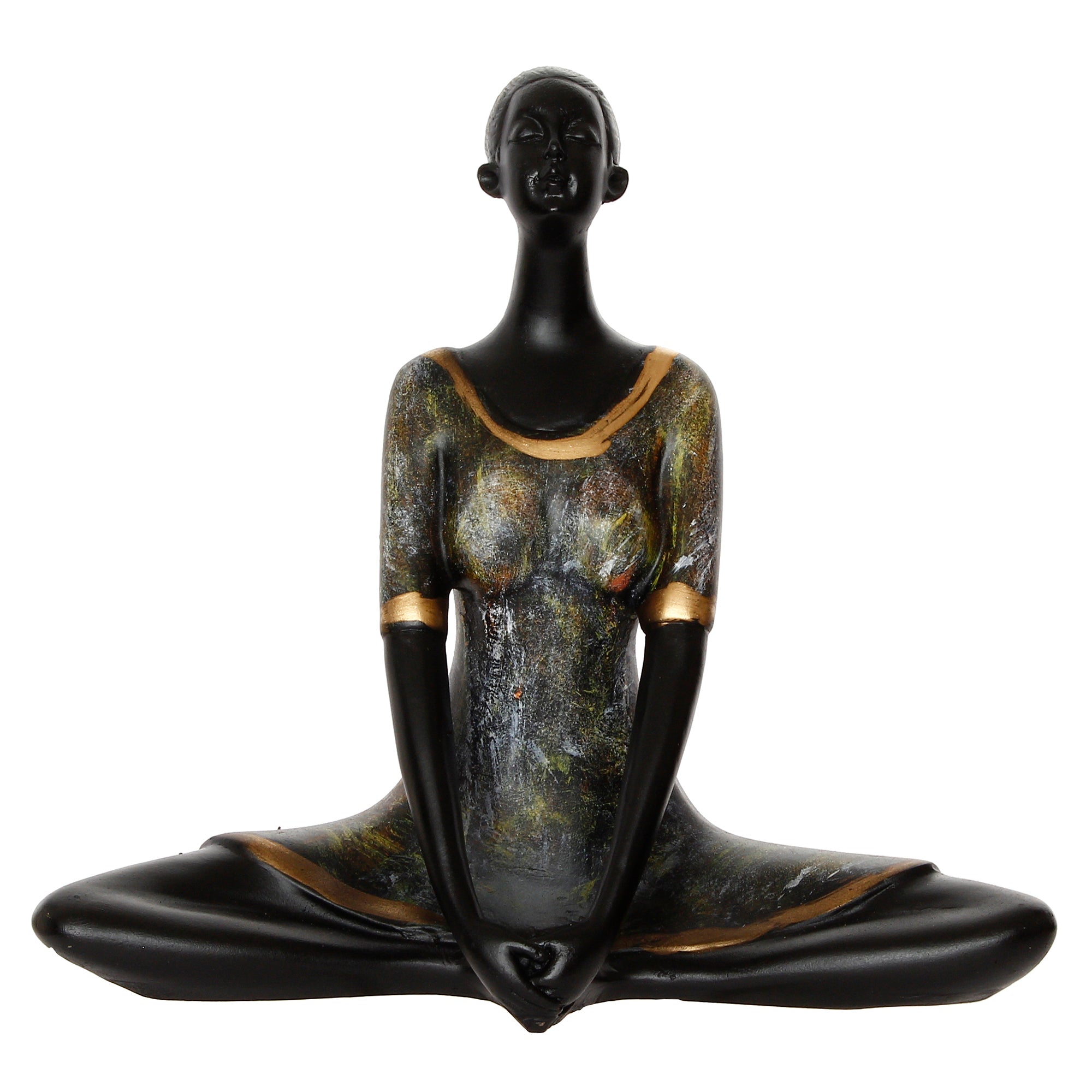 Grey and Black Polyresin Meditating lady in Butterfly Yoga Pose Handcrafted Decorative Showpiece 2