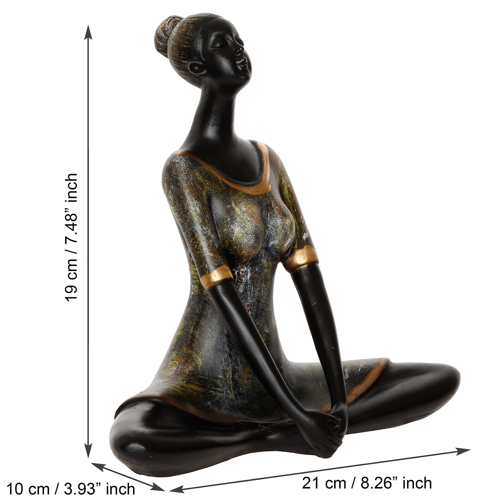 Grey and Black Polyresin Meditating lady in Butterfly Yoga Pose Handcrafted Decorative Showpiece 3