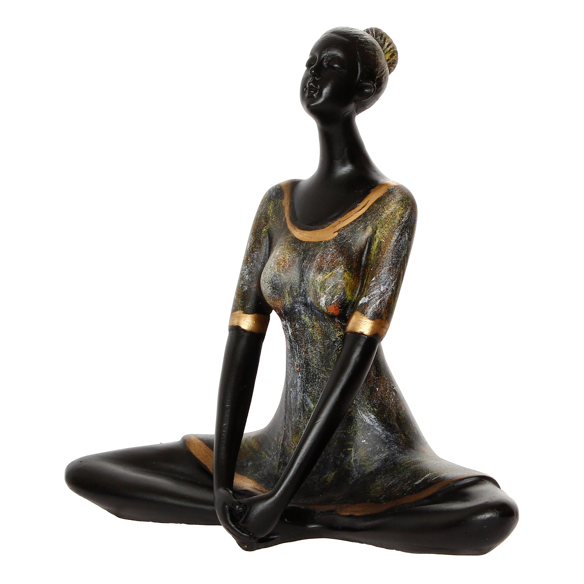 Grey and Black Polyresin Meditating lady in Butterfly Yoga Pose Handcrafted Decorative Showpiece 4