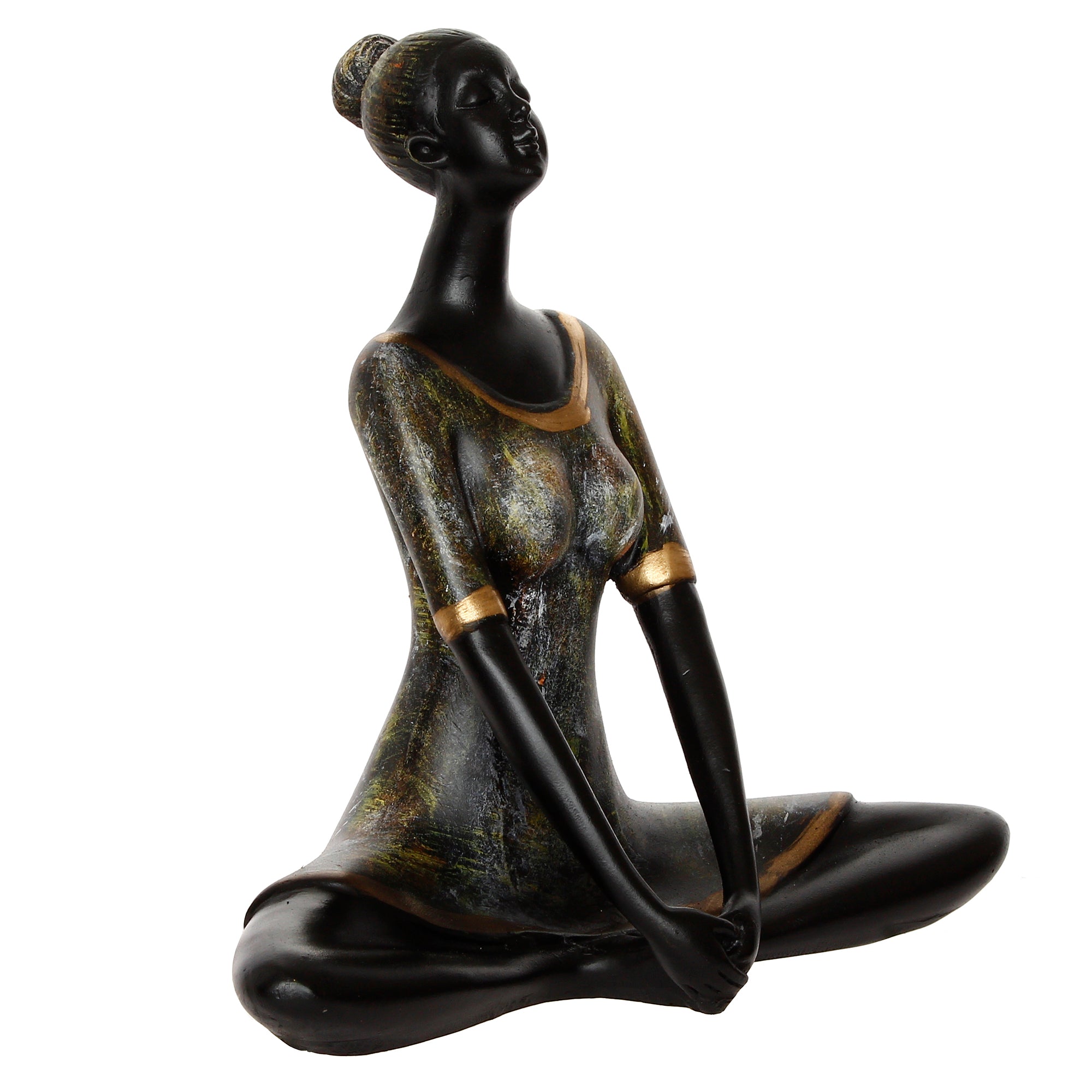 Grey and Black Polyresin Meditating lady in Butterfly Yoga Pose Handcrafted Decorative Showpiece 5