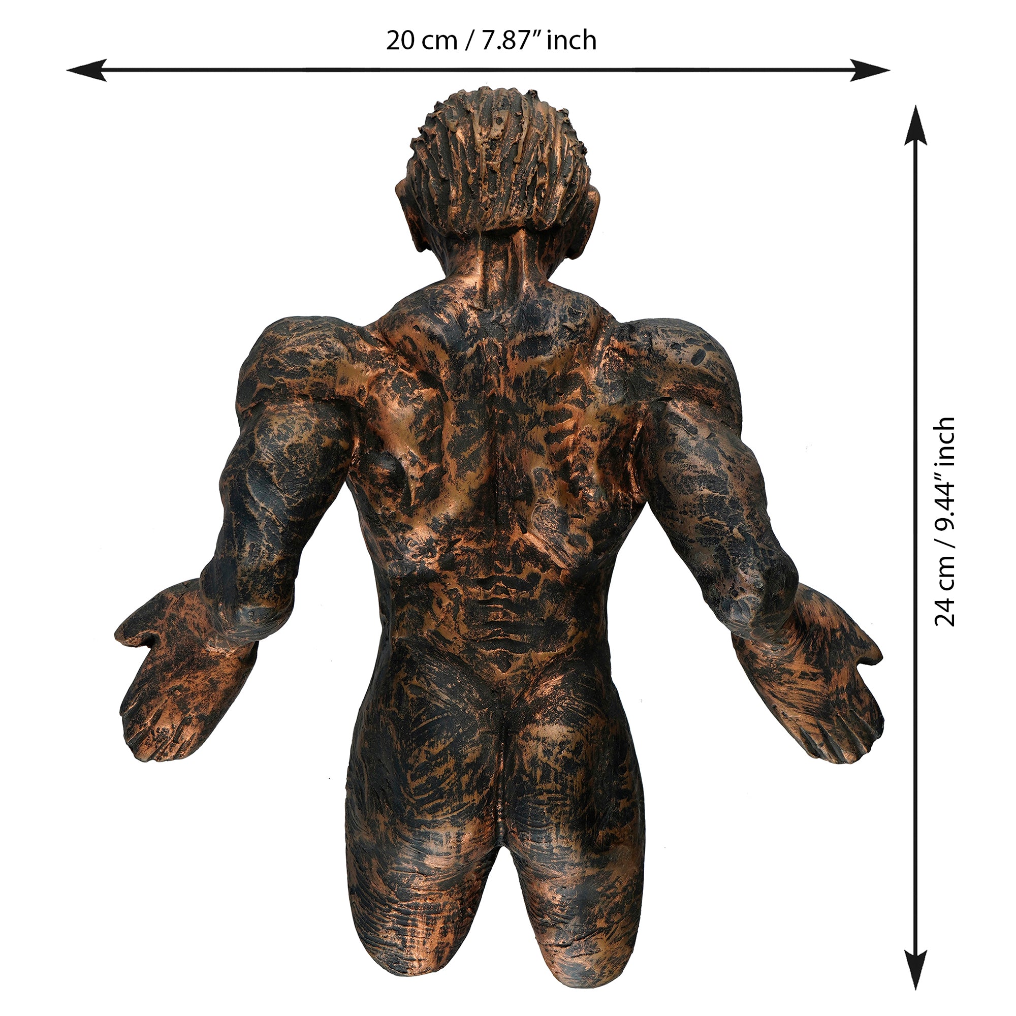 Brown Polyresin Man Pushing Wall Antique Finish Handcrafted Wall Decorative Showpiece 4